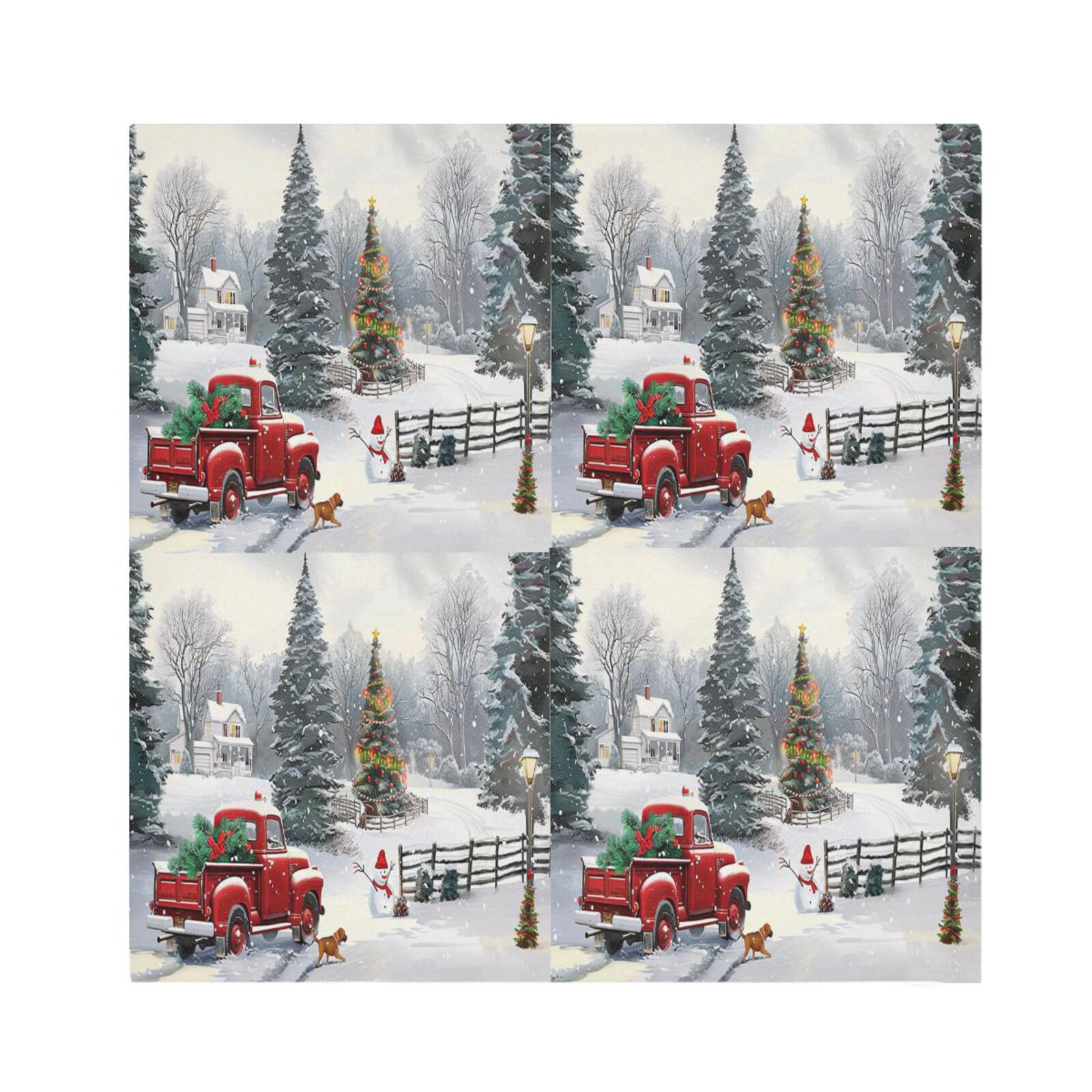 Wusikd Winter Red Truck Cloth Napkins Set of 6 Christmas Snowflake Dinner Napkins Solid Washable Reusable Polyester Table Napkins Oversized 20