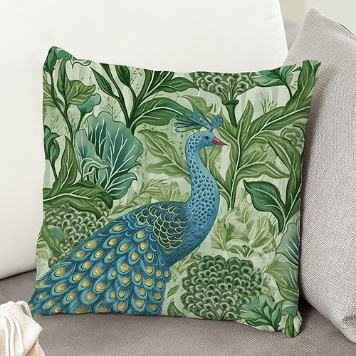 Miniatura 5 de ArogGeld Cojín de cojín oriental chinoiserie, color aguamarina y verde, pavo real, chinoiserie, pájaro y flor, funda de almohada europea verde,