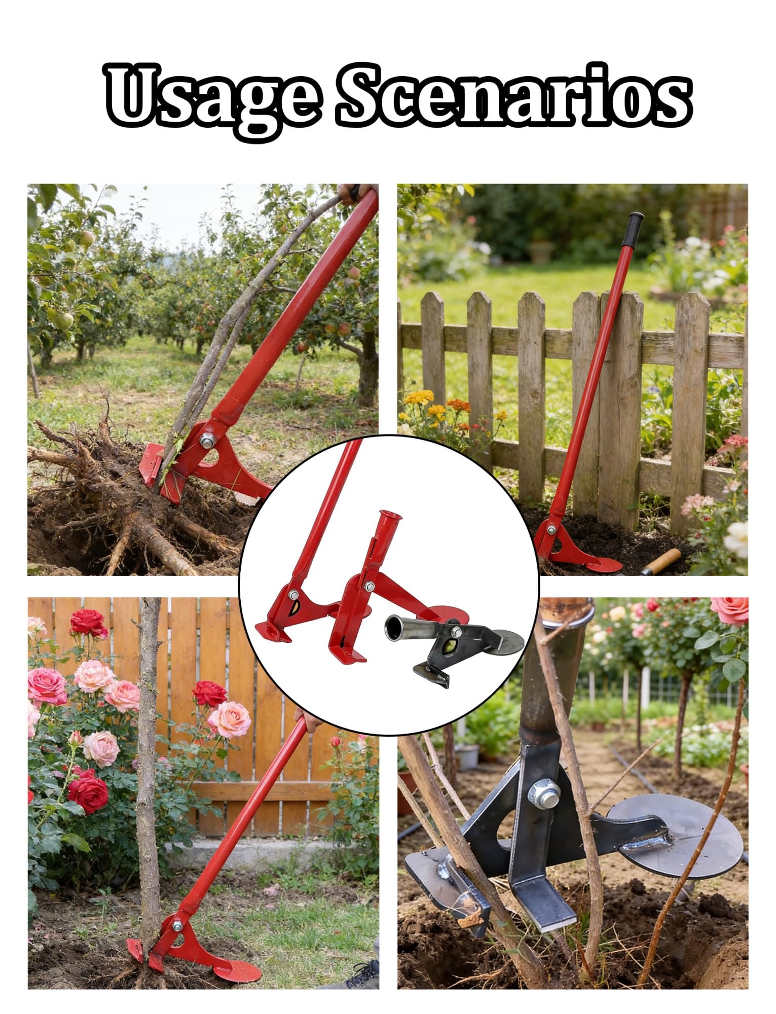 Strumento di rimozione delle radici degli alberi, estrattore di ceppi per giardino e fattoria, estrattore per pali di recinzione, estrattore per alberelli e rimozione delle radici delle erbacce
