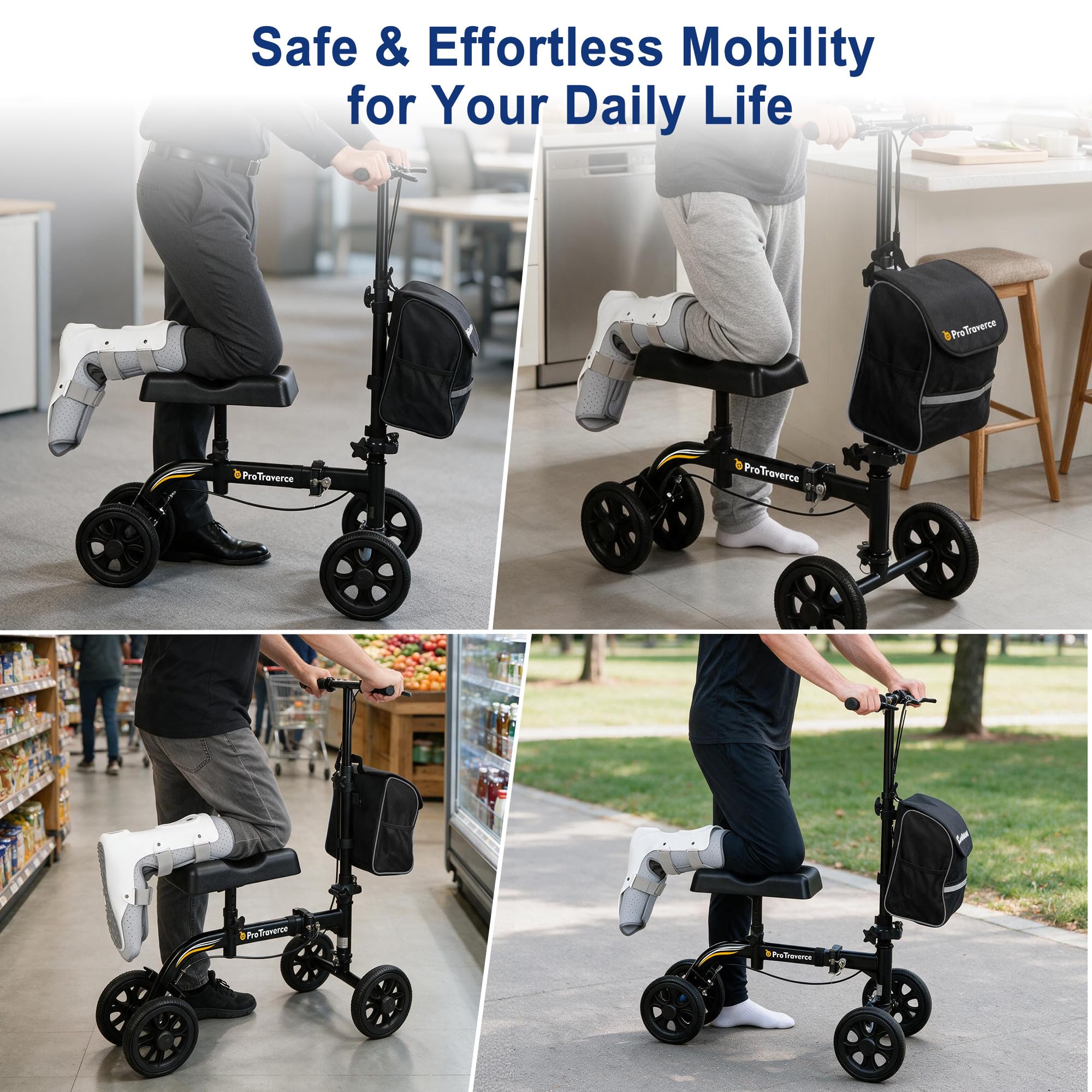 Knee Scooter for Adult for Foot Surgery – Foldable & Steerable Knee Walker, with All Terrain Wheels, Comfort Knee Pad for Foot Surgery & Ankle Injury Recovery, Compact Crutch Alternative,Black — Amazon image 6