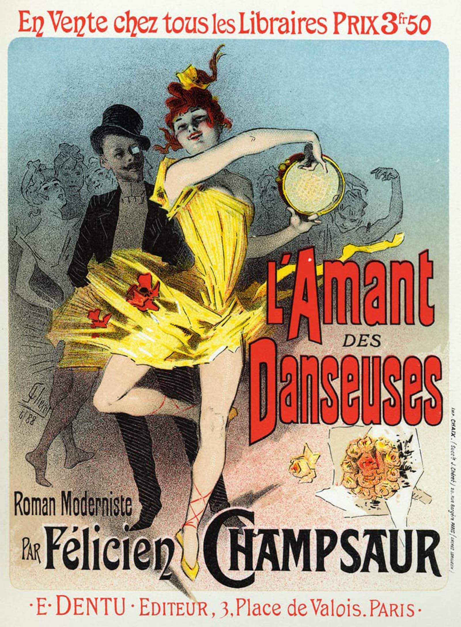 POSTERIIk Vintage Art Print Images Pictures Print Literature the Dancers Lover by Jules Cheret Modern Colour Posters for Office Home Decor 60x90cm