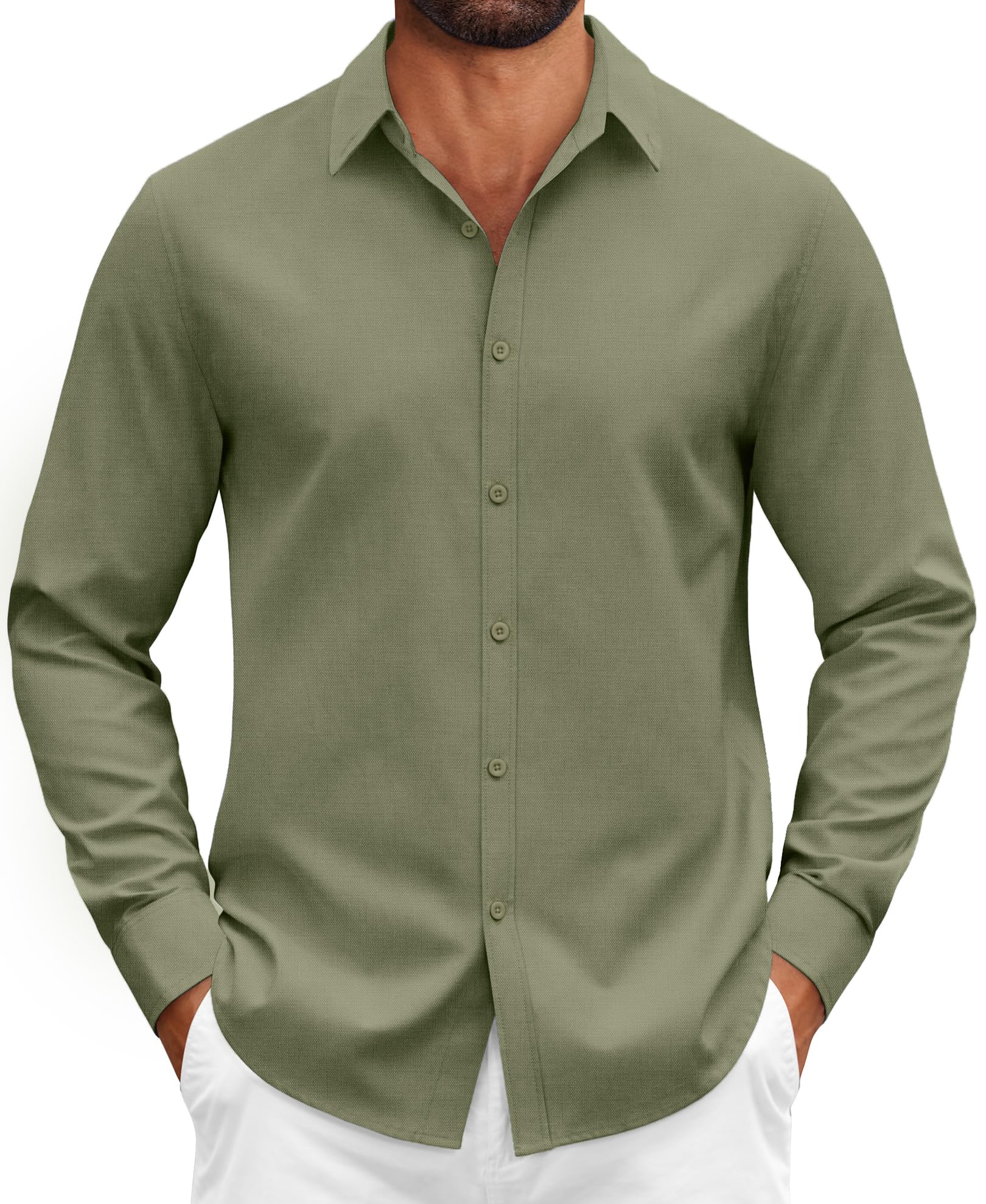 COOFANDY Herren Hemd Langarm Baumwolle Regular Fit Button Down Business Anzug Freizeithemd
