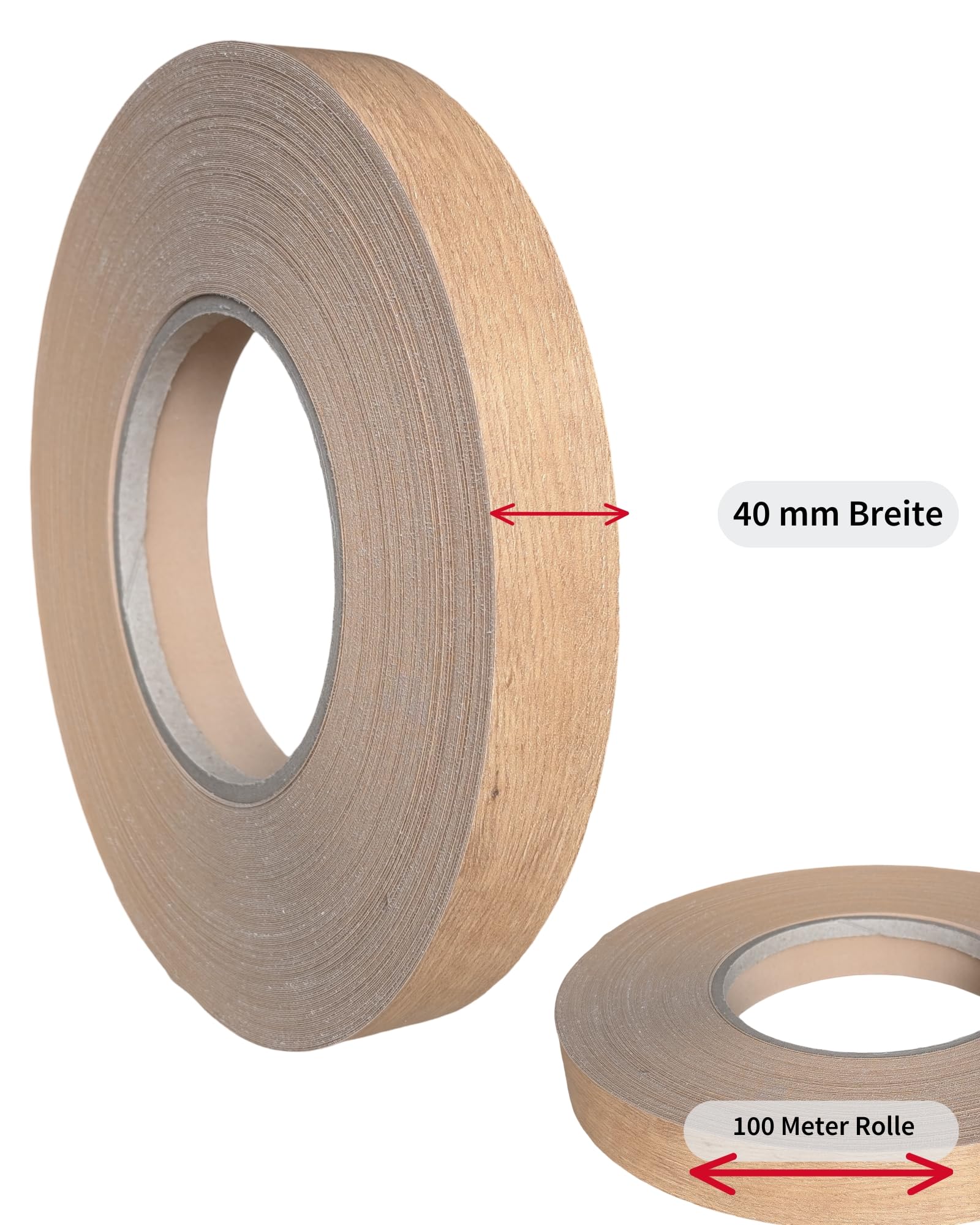 Gedotec Cubrecantos 40 mm | Rollo de 100 m | Roble Lancelot | Cubrecantos para pegar | con adhesivo termofusible integrado | Cinta para bordes de muebles | Tira de melamina | Chapa de madera | Cinta