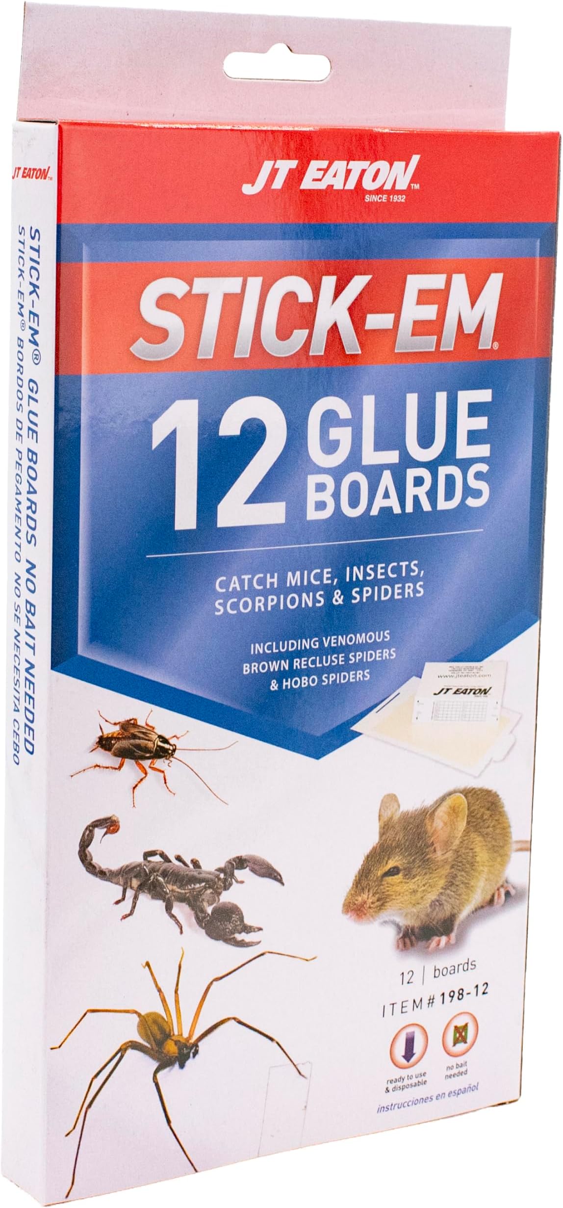 Stick-Em Mouse & Insect Glue Trap – Effective Indoor Rodent & Insect Control – Non-Toxic, Mess-Free Adhesive – Ideal for Mice, Spiders, and Crawling Insects – Easy to Use and Dispose