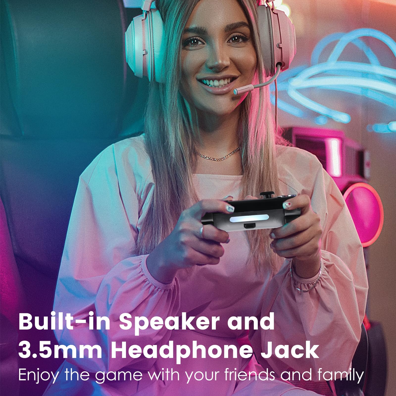 DoJoZone Wireless Controller Kompatibel mit PS4/Pro/Slim, Controllers mit Hall Triggers und Joysticks (Kein Drift), RGB-Licht, Kopfhöreranschluss, Programmierbare Tasten, Vibration, 6-Achsen Sensor