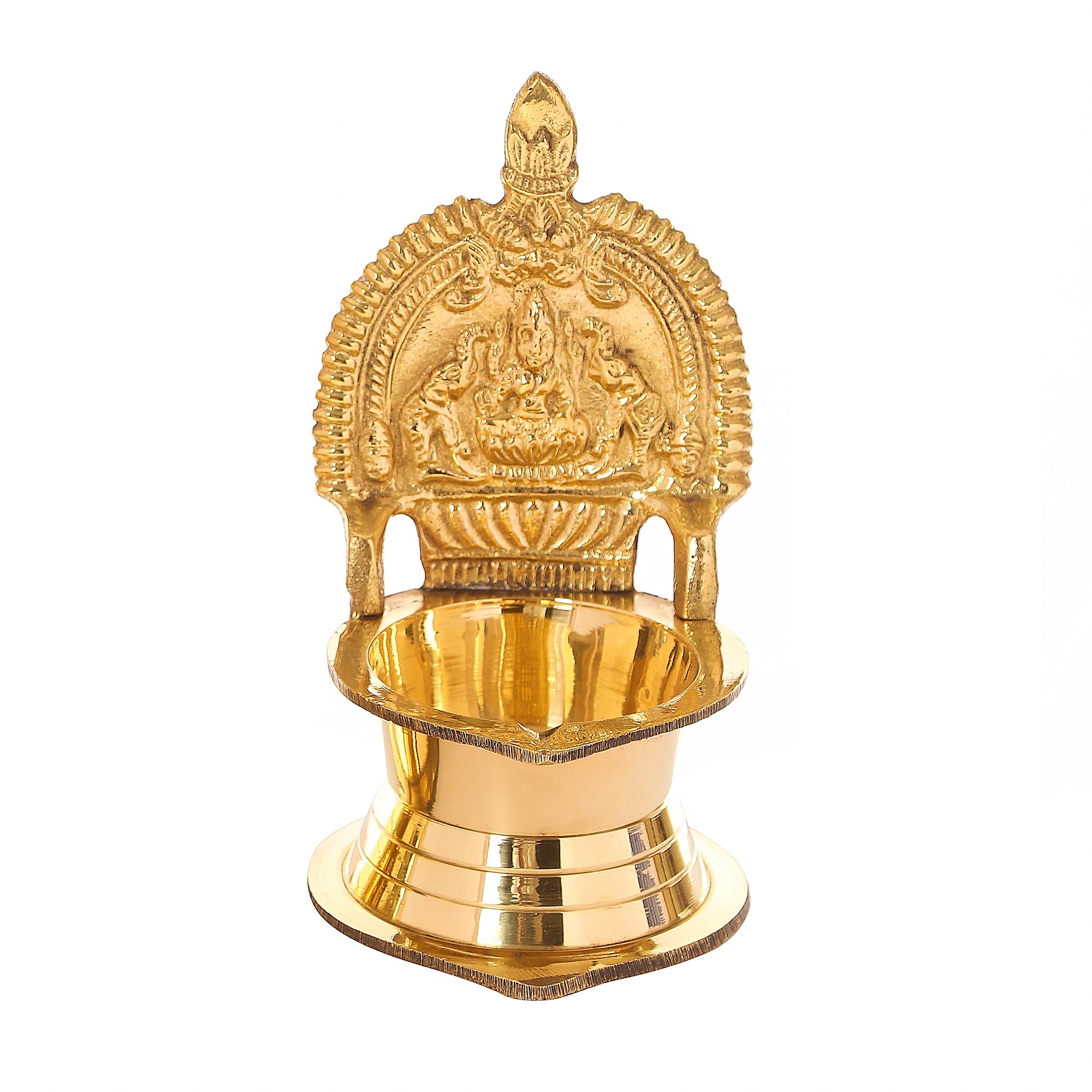 BulkySanta Pure Brass Kamakshi Deepa Big Size | Kamatchi vilakku | Kamakshi Devi Oil Lamp (12 cm Long) (1)-image-1