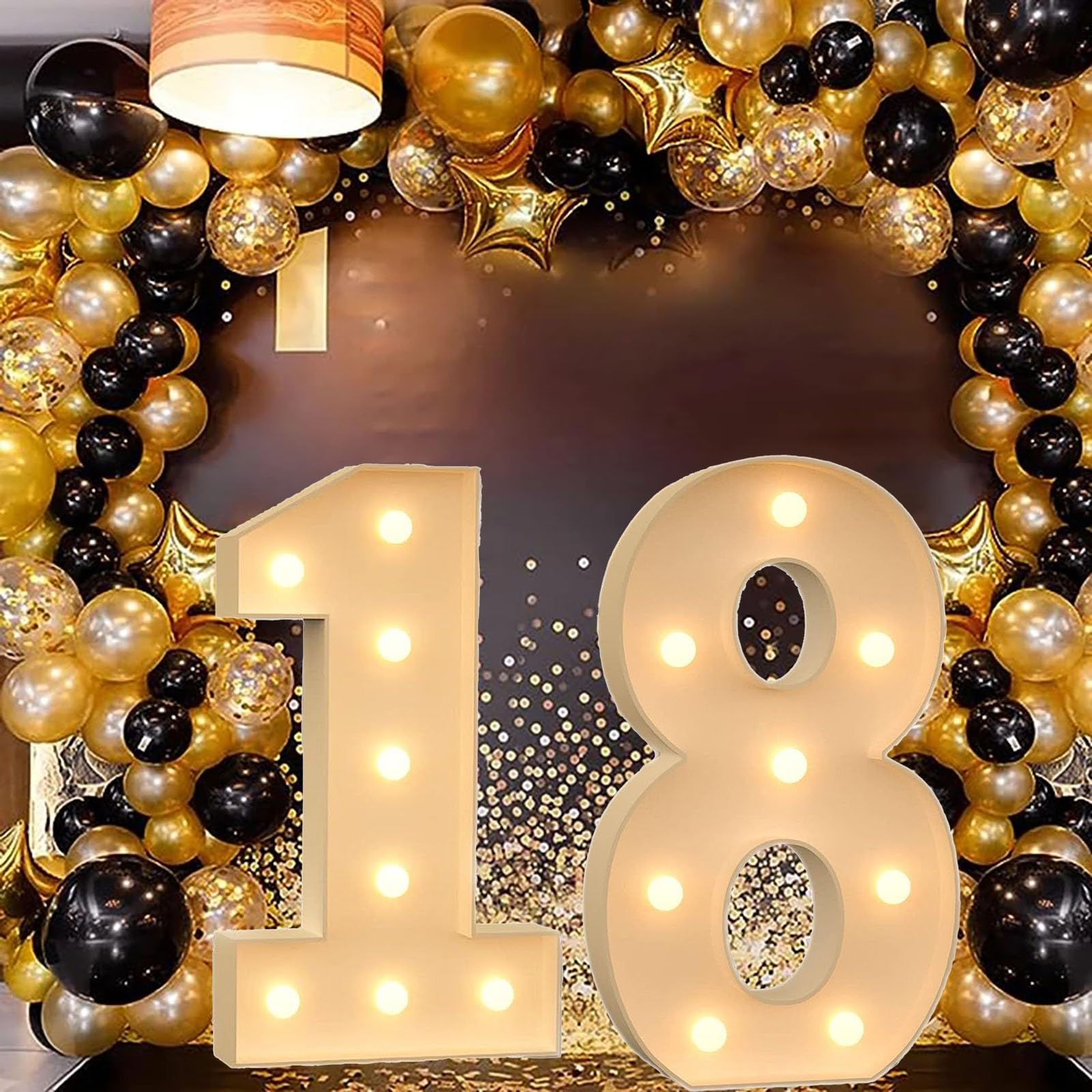 Lettere LED con lettere dell'alfabeto e insegne luminose for 18, cornice for palloncini numero 18, decorazioni LED con lettere dell'alfabeto e numeri, insegne luminose for la scuola, l'università, tav