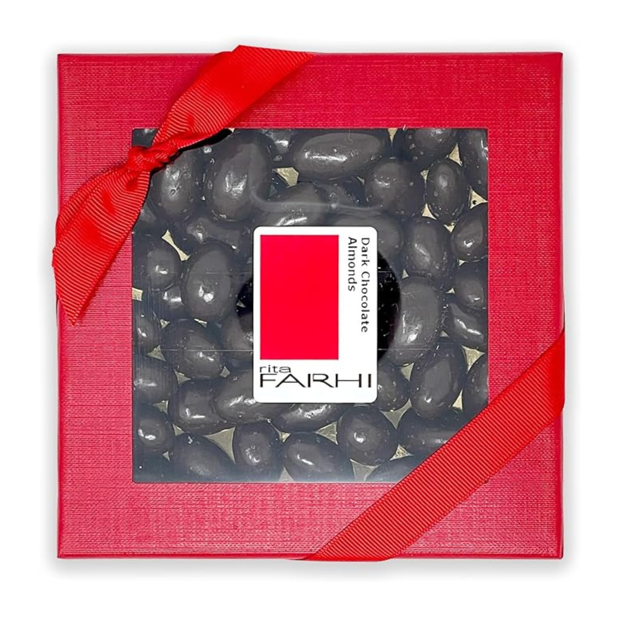 Rita Farhi Dark Chocolate Coated Almonds Luxury Gift Box 210g – Premium Belgian Dark Chocolate, Palm Oil Free