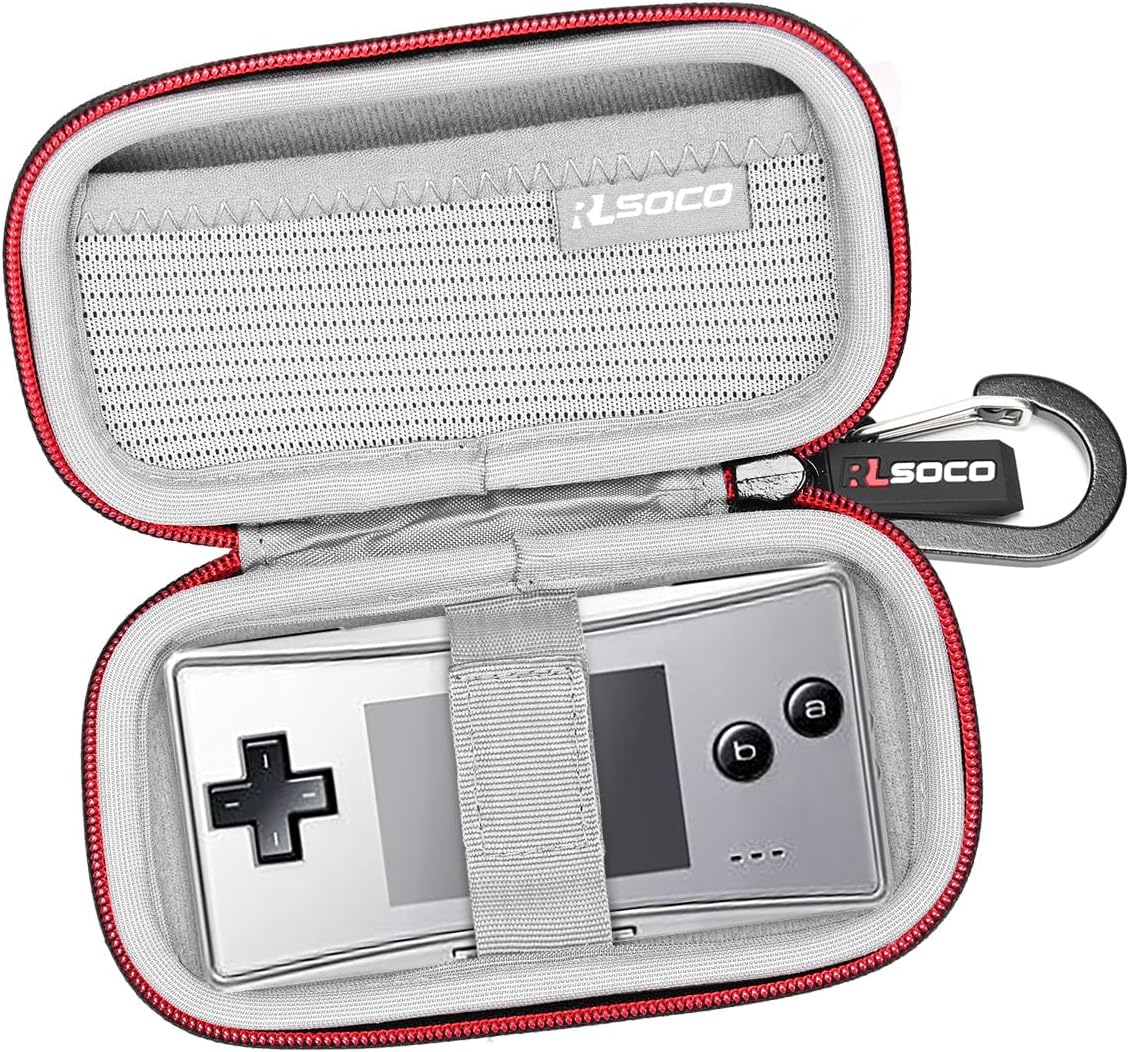 RLSOCO Hard Case for Nintendo Game Boy Micro Portable Handheld Game Console | Travel Organzier Case Cover Shockproof, Dustproof, Water-Resistant Storage Pouch with Sturdy Metal Hook (Case Only)