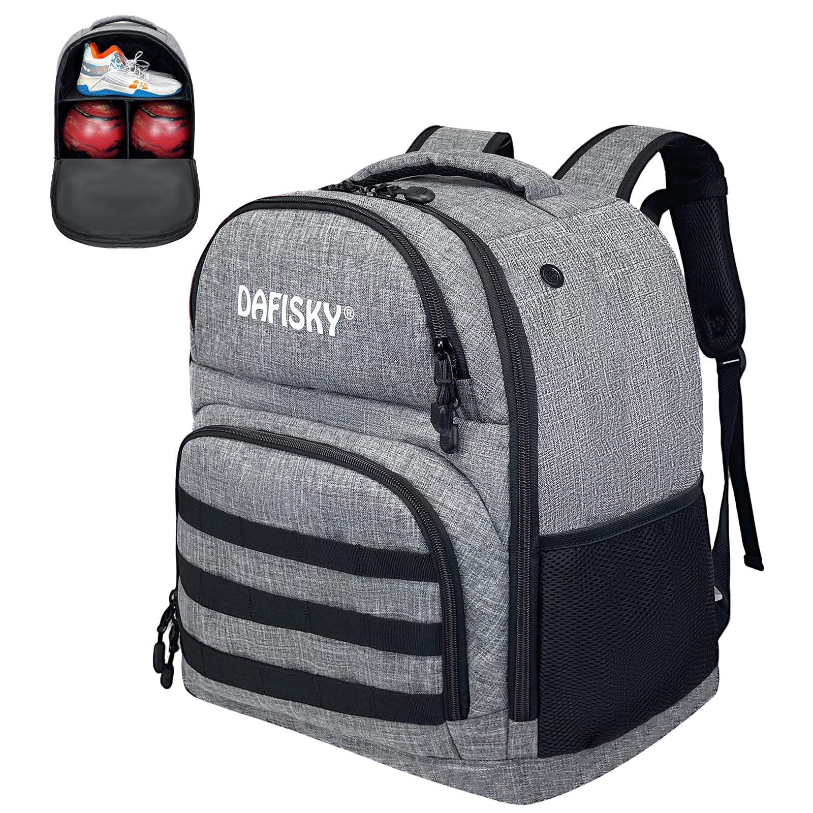 DAFISKY Bowling Ball Bag 2 Ball Bowling Backpack for Single or 2 Balls with Shoes Compartment Fits Up to US Size 15
