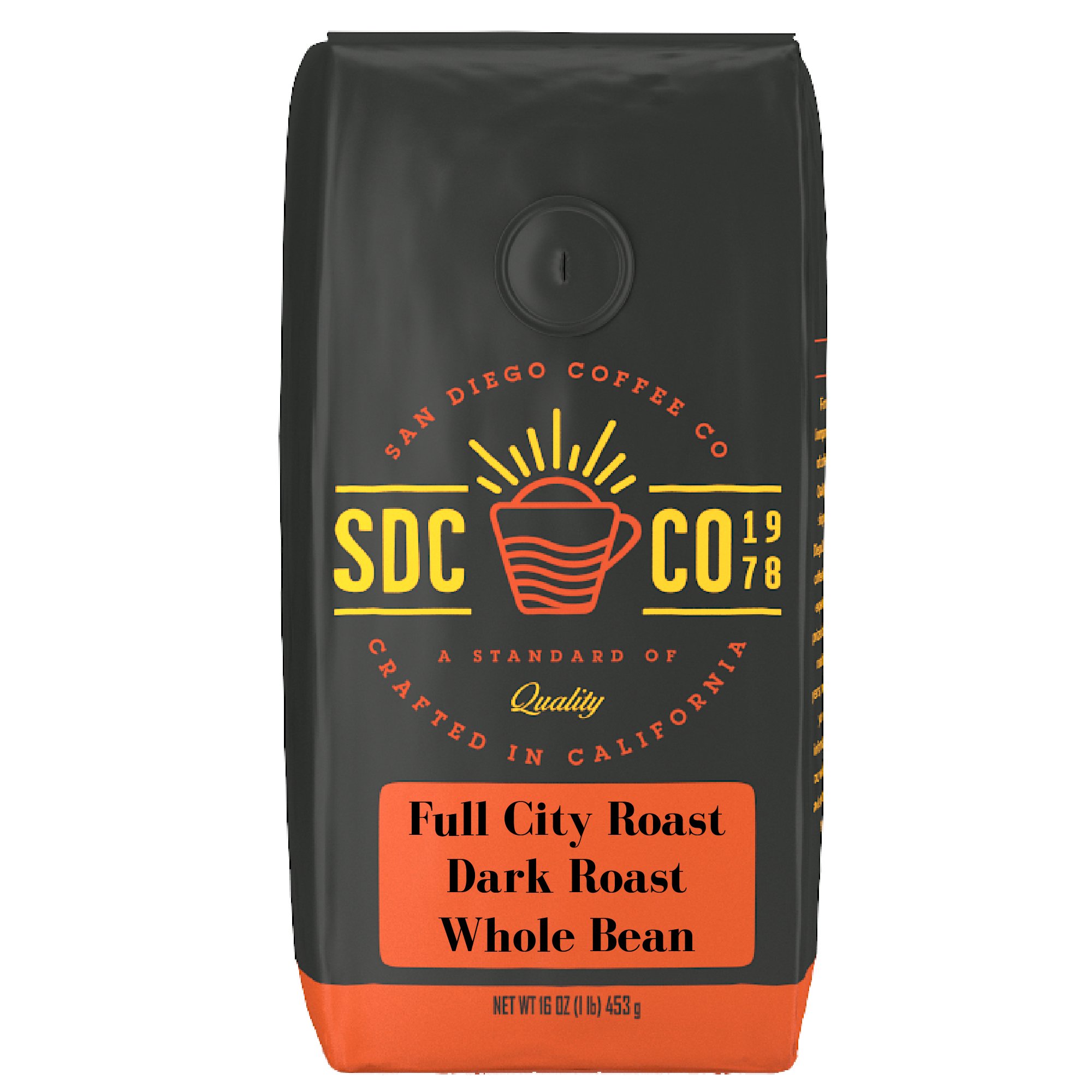 San Diego Coffee Full City Roast, Dark Roast, Whole Bean Coffee, 16-Ounce Bag Café en grano tostado