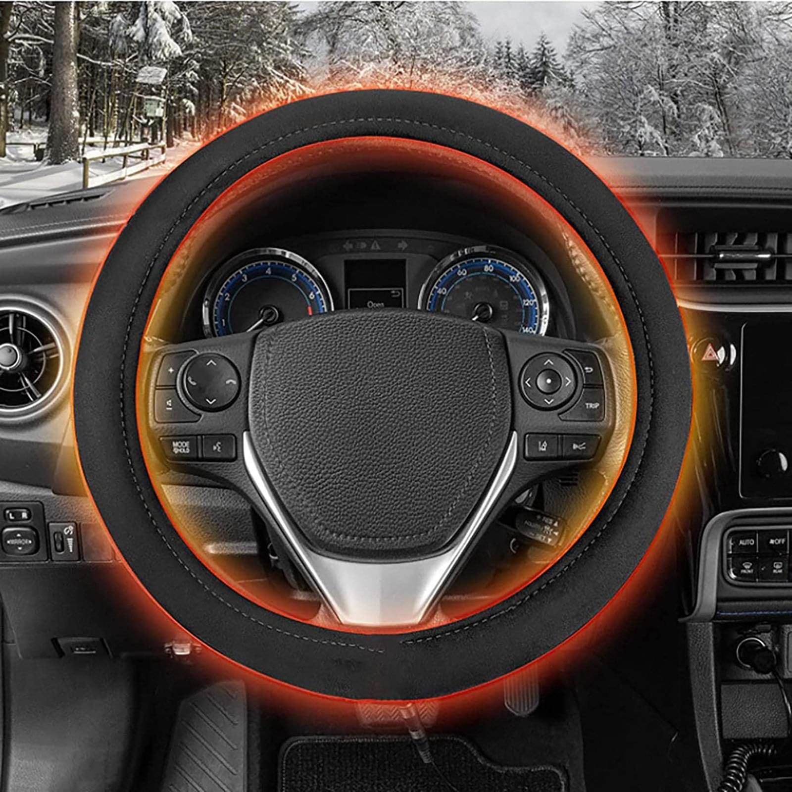 Housse chauffante élégante pour intérieur de voiture de 37 à 38 cm - 12 V - Housse chauffante pour l'hiver
