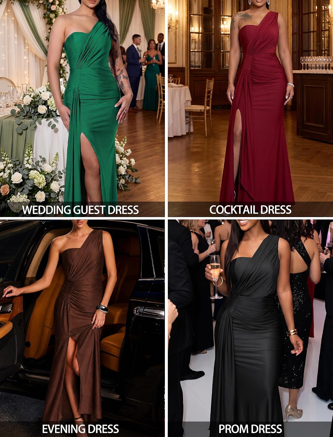 Ekaliy Womens Elegant Sleeveless Bodycon Wedding Guest Formal Maxi Dress image 5