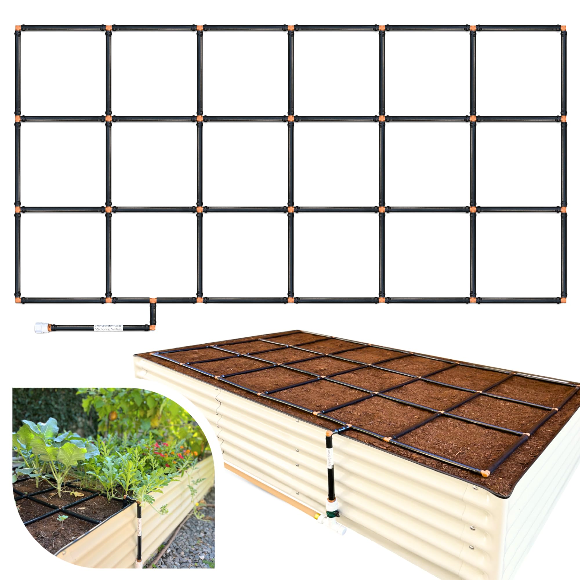 Garden In Minutes Drip Irrigation System for Garden, 3x6 Grid Style, Plastic Material, Misting Feature, Preassembled Kit, 33.5"x66"