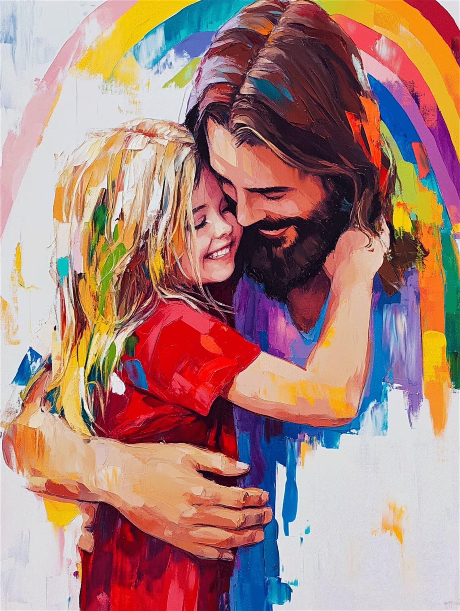 Dipingere con i Numeri per Adulti ragazza Paint by Numbers Kit Gesù Fai da te Hobby Creativi Adulti,Dipingi con i Numeri con Pennelli e Acrilico Pigmento,Decor della Parete di Casa 80x100cm M-1088