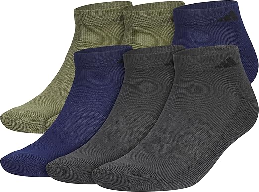 adidas Men's Athletic Cushioned Low Cut Socks with Arch Compression for a Secure Fit (6-Pair)