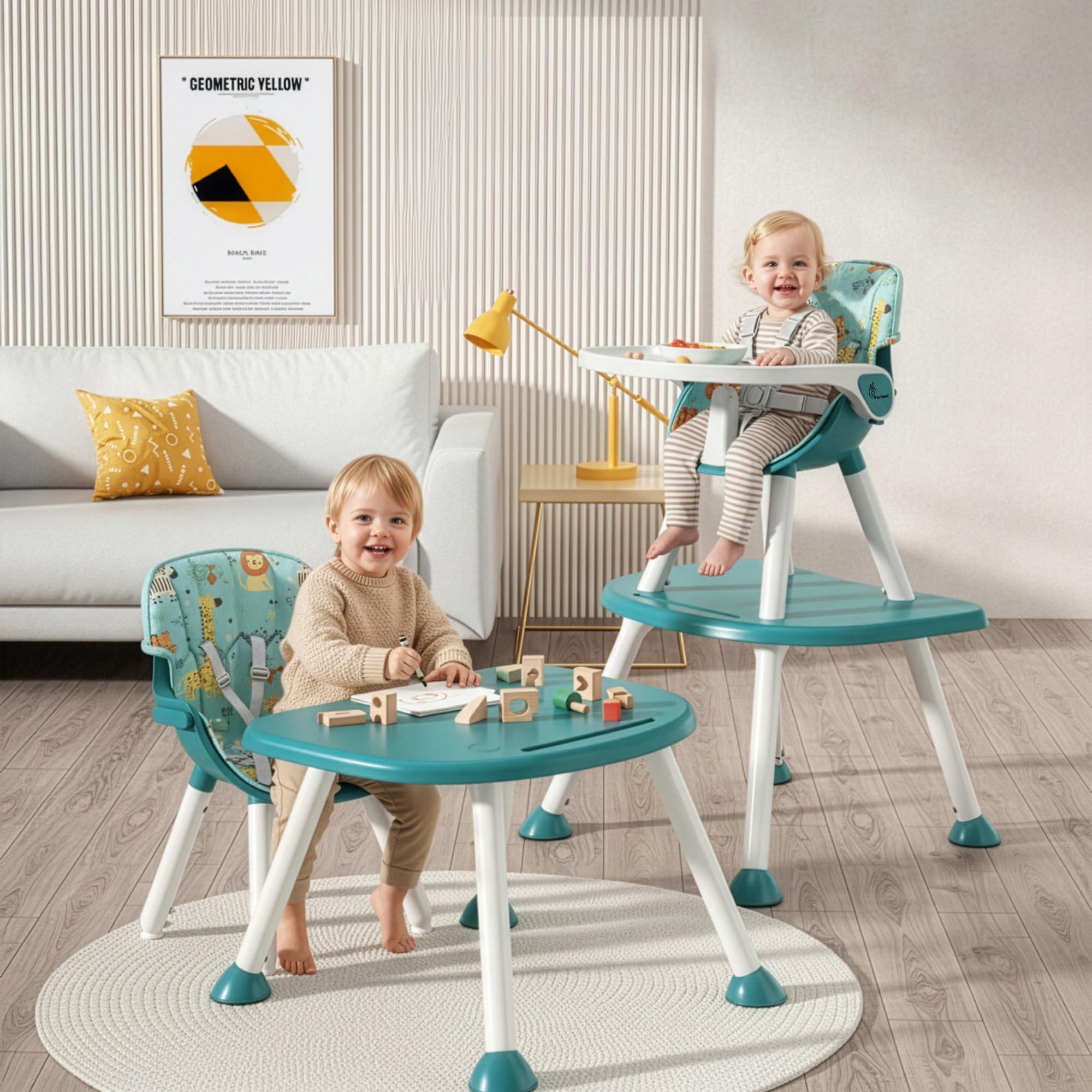 R for Rabbit Cherry Berry Safari Baby High Chair, 3 in 1 Convertible High Chair Cum Booster Seat, Baby Feeding Chair, Study Table for Toddlers from 6 Months to 7 Years (Lake Blue)