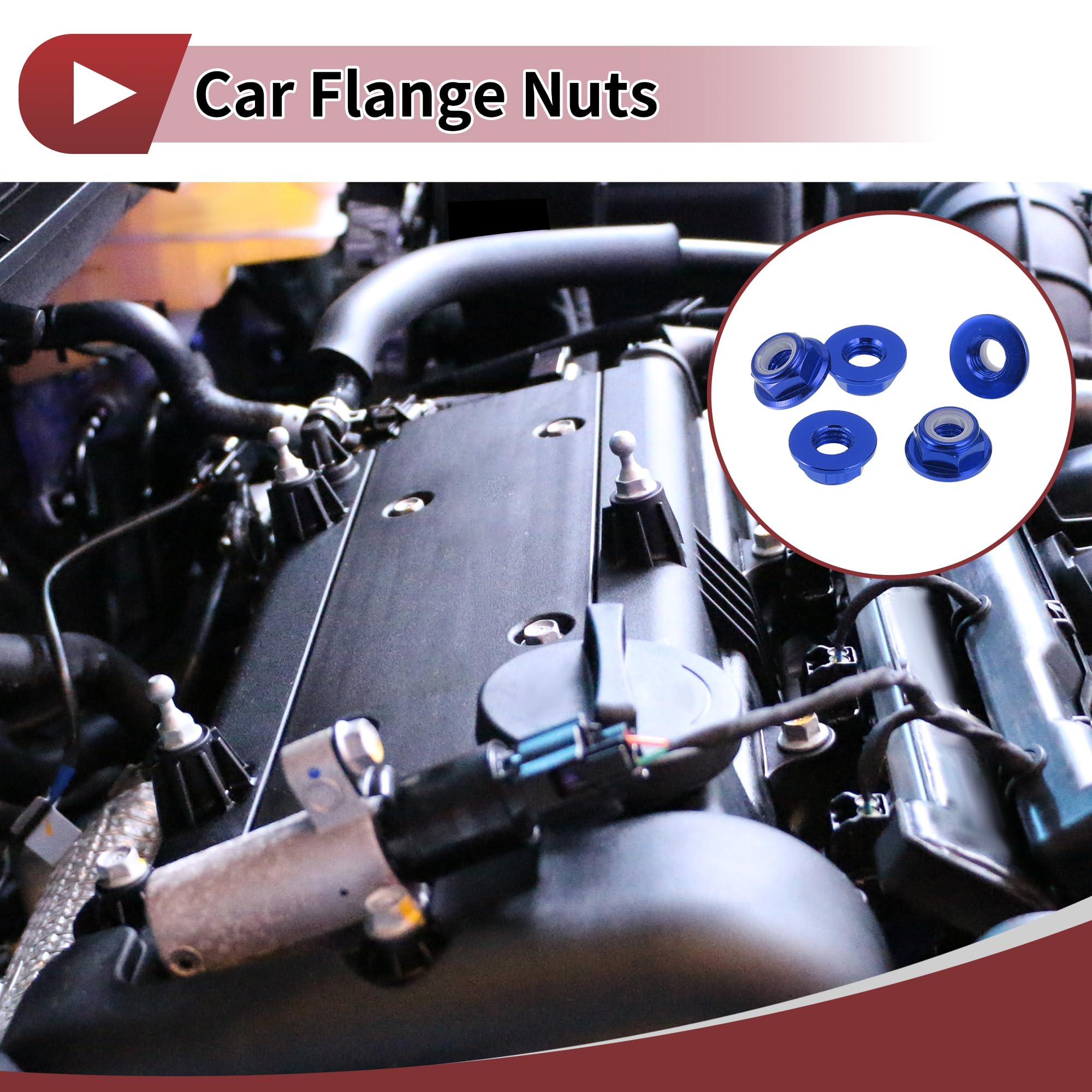 REPAIROCK 5 Pcs M5 Car Flange Nuts Aluminum Alloy Flat Hex Reverse Thread Lock Flange Nuts Non-Slip Lock Flange Blue 4.5mm/0.18