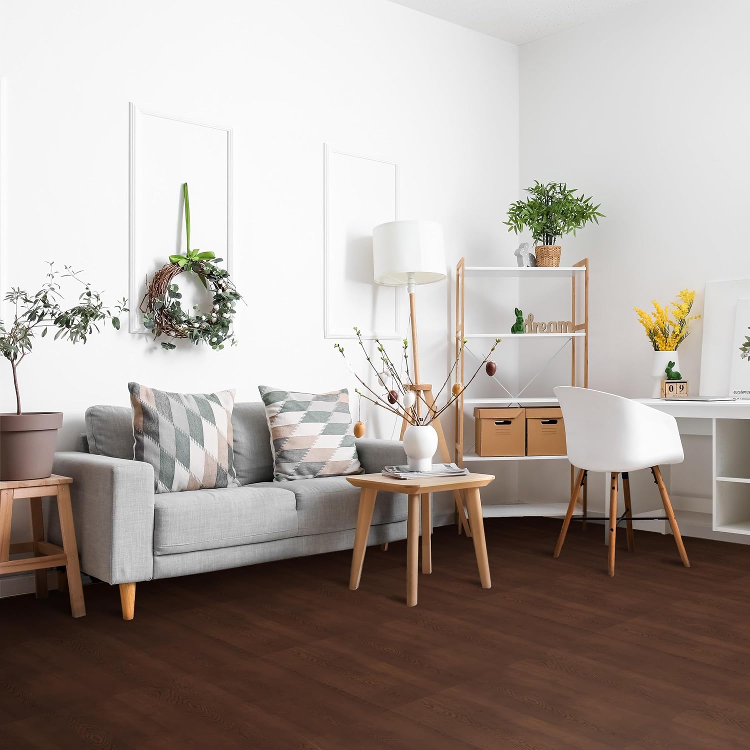 Sorbus 120 Sq. Ft. Wood Grain Floor Tiles Foam Mat EVA Interlocking Mats Tile 3/8-Inch Thick Flooring Wood Puzzle Exercise Mats w/Borders - Home Playroom Basement, Apartment, Trade Show, Baby, Dance