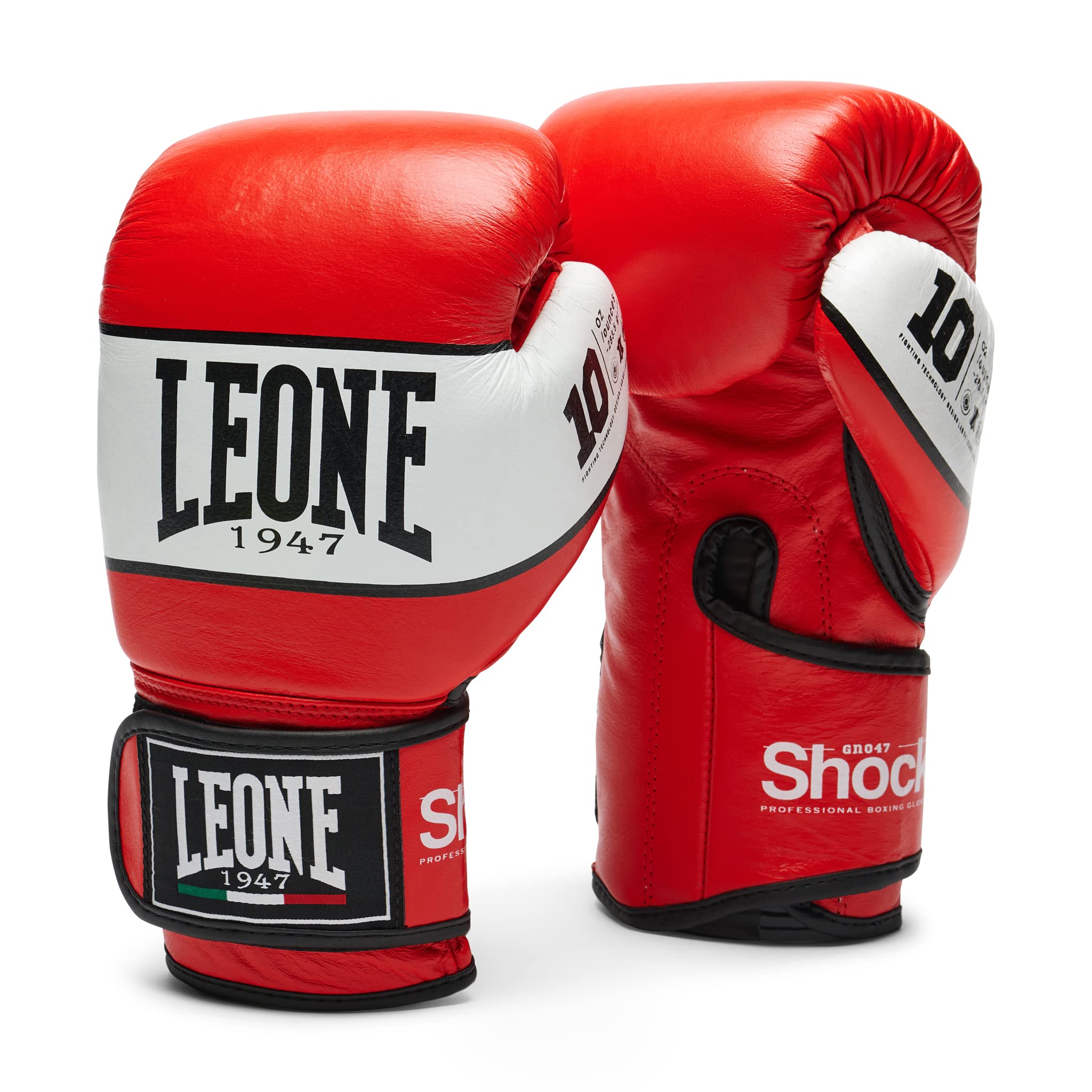 LEONE 1947 Shock Guanti Boxe, Unisex - Adulto, Rosso, 12 OZ, GN047