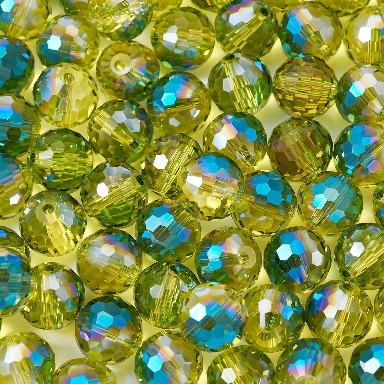 Crystal Glass Beads for Jewelry Making Round Faceted Crystal Beads 10 mm AB Color Clear Plated Glass Bead Bulk for Jewelry Making Necklace Bracelet (Green) - Image 7