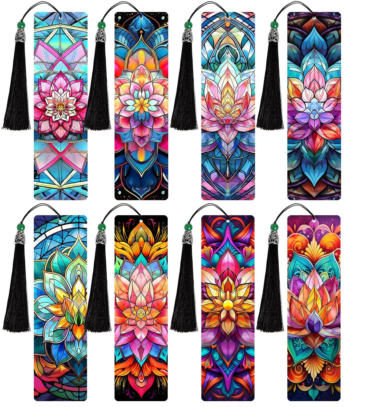 HTTDMY 8PCS Diamond Painting Art Bookmarks,Cute Acrylic Bookmarks Crafts Kits Gifts with Pendants for Adult Women Book Lovers (Mandala)