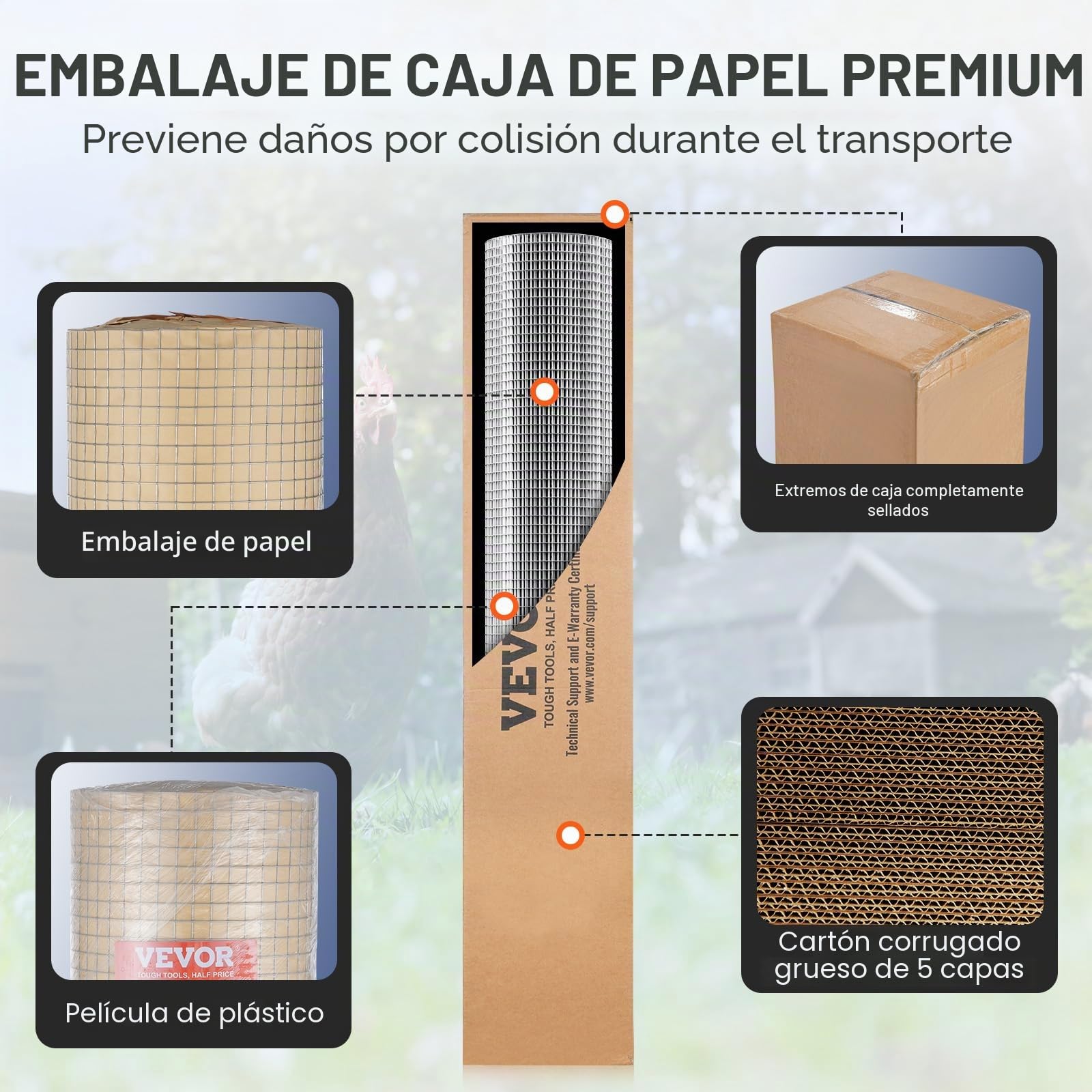 VEVOR Malla de Alambre Soldada 1220mm x 15,24m Rollo de Malla de Alambre Galvanizado en Caliente 12,7x12,7 mm Valla de Alambre de Gallinero Calibre 19 para Jaulas de Conejos, Jardín, Roedores Pequeños