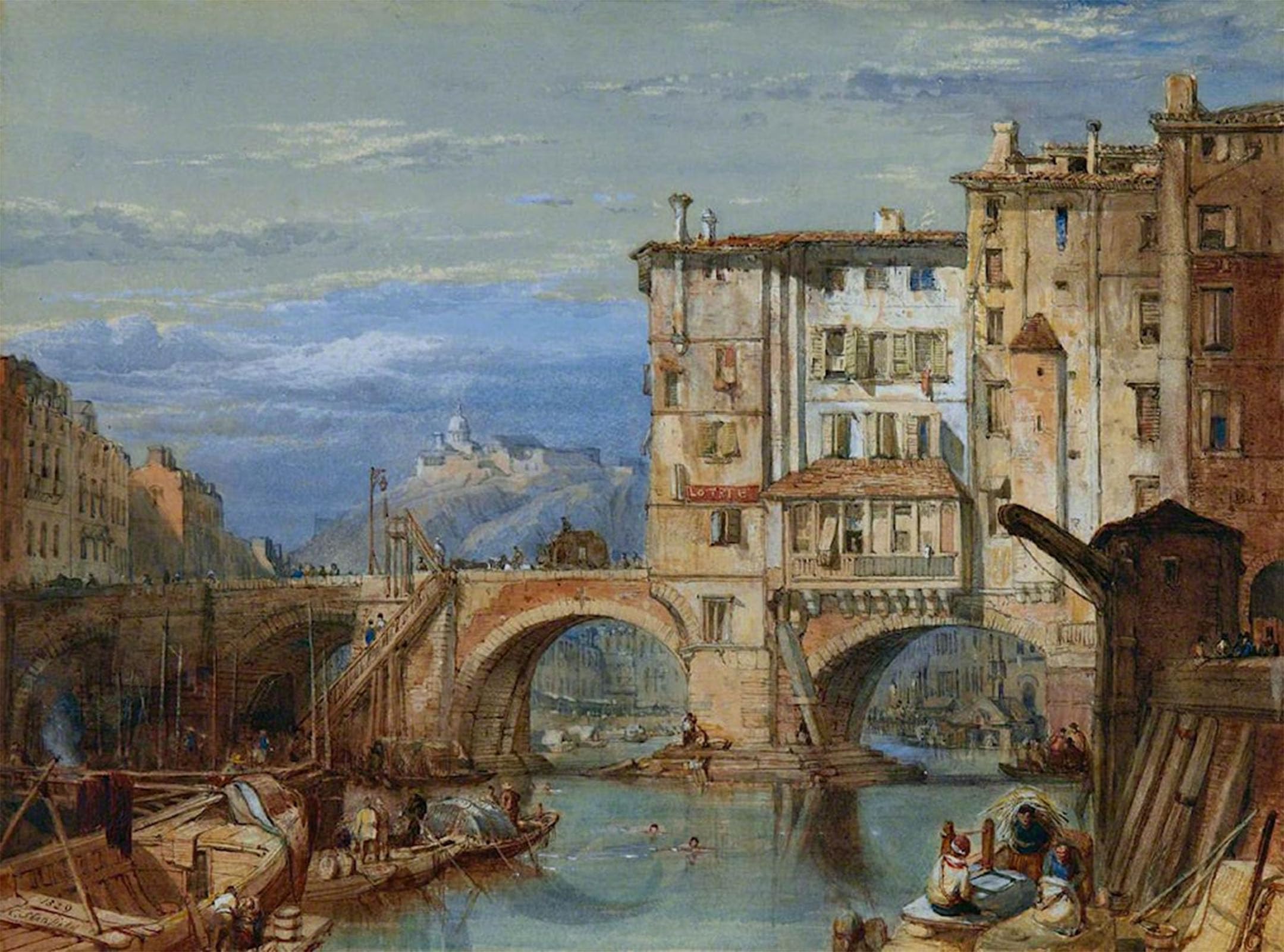 SERENDIPITP Aesthetic Poster Photo Wall Print Retro Picture the Old Bridge At Lyons by Clarkson Stanfield Modern Wall Artwork for Home Decor 60x90cm