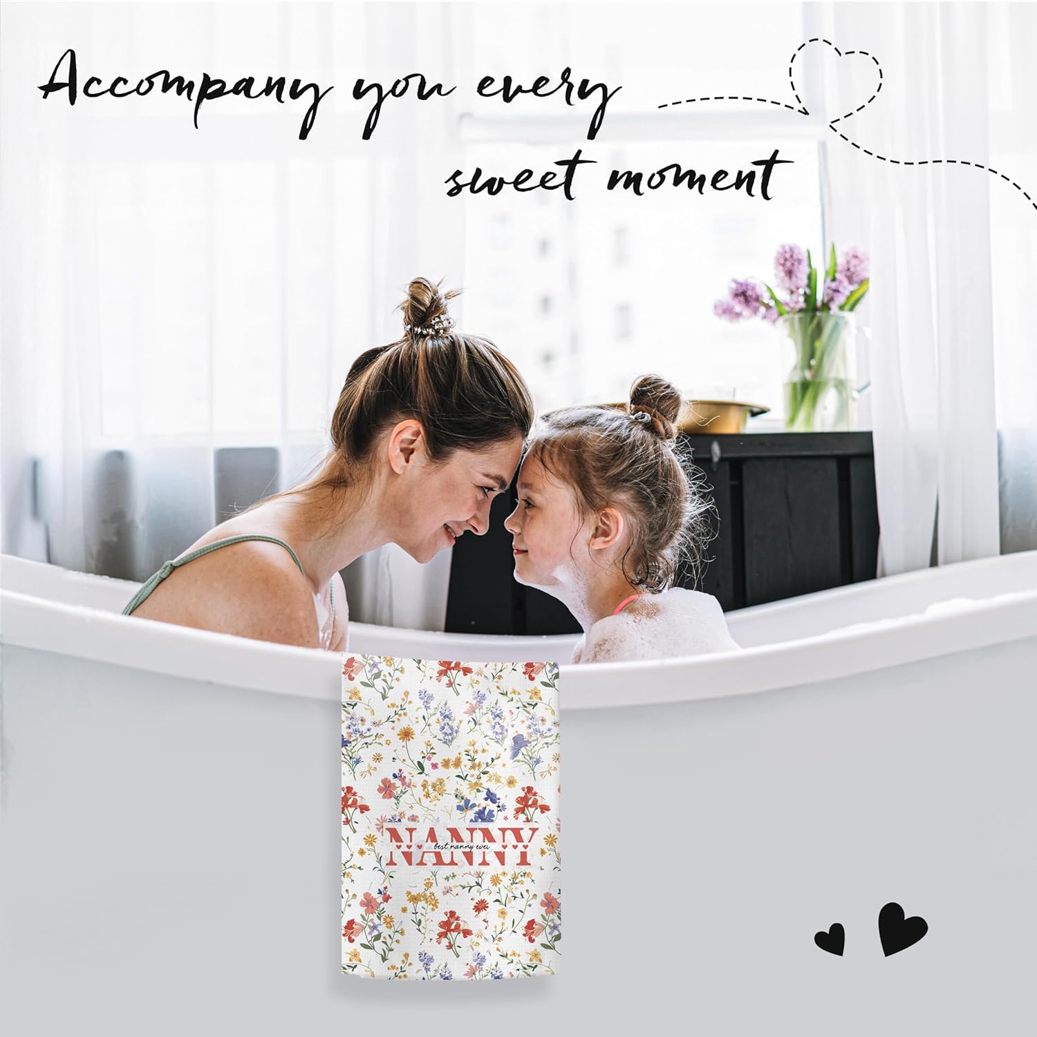 Rustic Floral Nanny Grandma Kitchen Towels, Grandma Gifts from Grandkids Hand Towels for Bathroom Decor, Nanny Grandmother Gifts Dish Tea Towel for Kitchen Decor, 16x24 Inch - Image 4