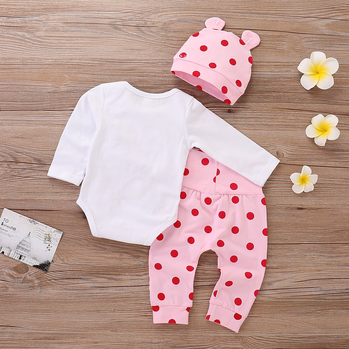 cute newborn baby girl ubrania żyrafa top + pudrowe spodnie w kropki + kapelusz zestaw odzieży dziennej