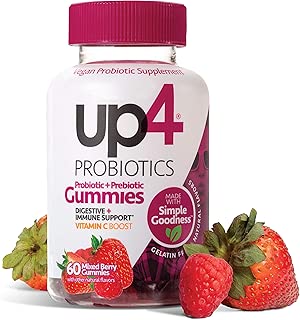 up4 Probiotic Gummies for Adults | Digestive and Immune Support | Gelatin-Free, Vegan, Non-GMO| with prebiotic and Vitamin C | 60 Count - coolthings.us