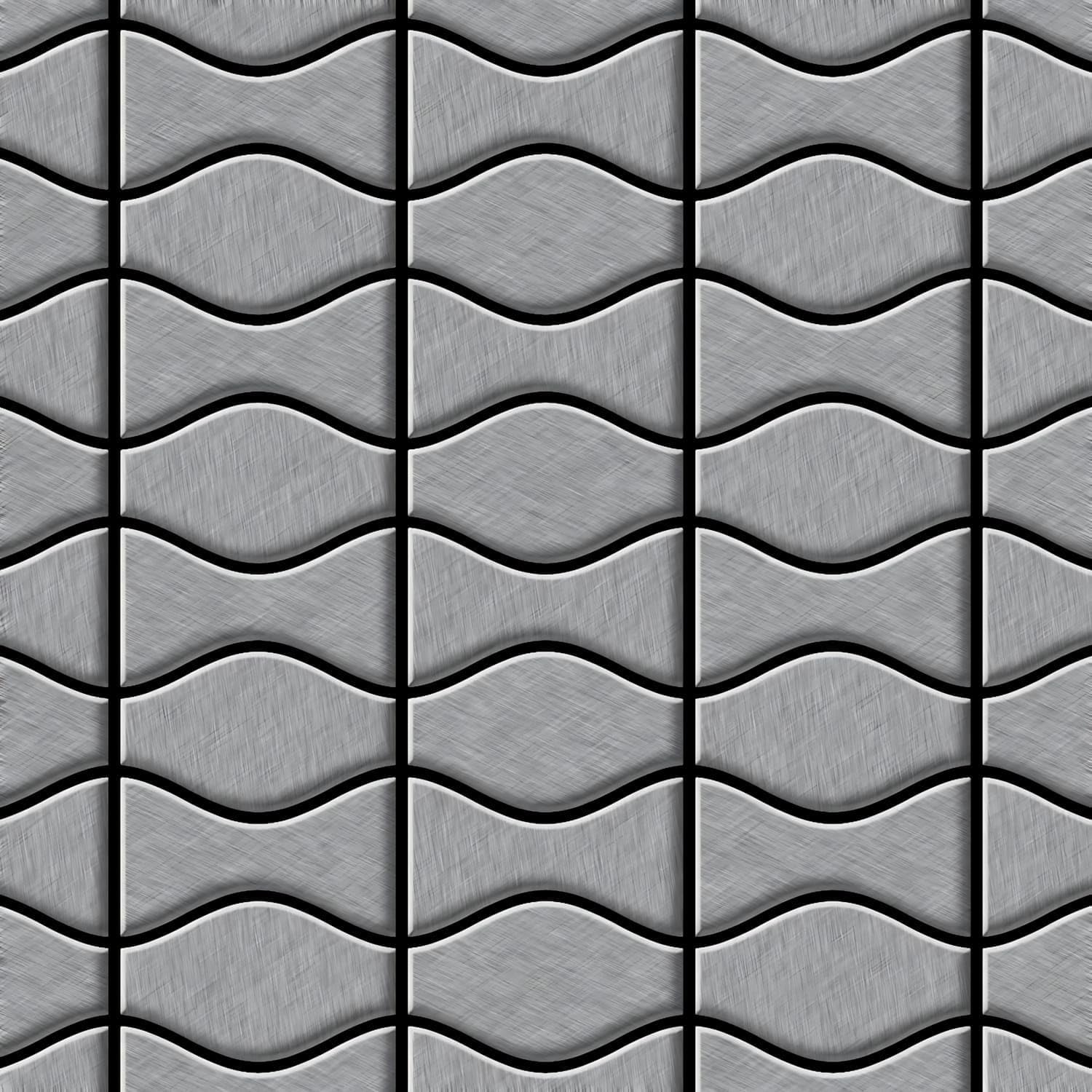Mozaika płytka masywna metal stal szlachetna morska szczotkowana w kolorze szarym 1,6 mm grubości ALLOY Kismet & Karma-S-MB Designed by Karim Rashid 0,86 m2