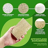 Vista 3 de Esponja natural para platos de cocina vegana a base de plantas para lavar platos, limpieza del hogar, cada paquete contiene 2 esponjas (paquete de 4)