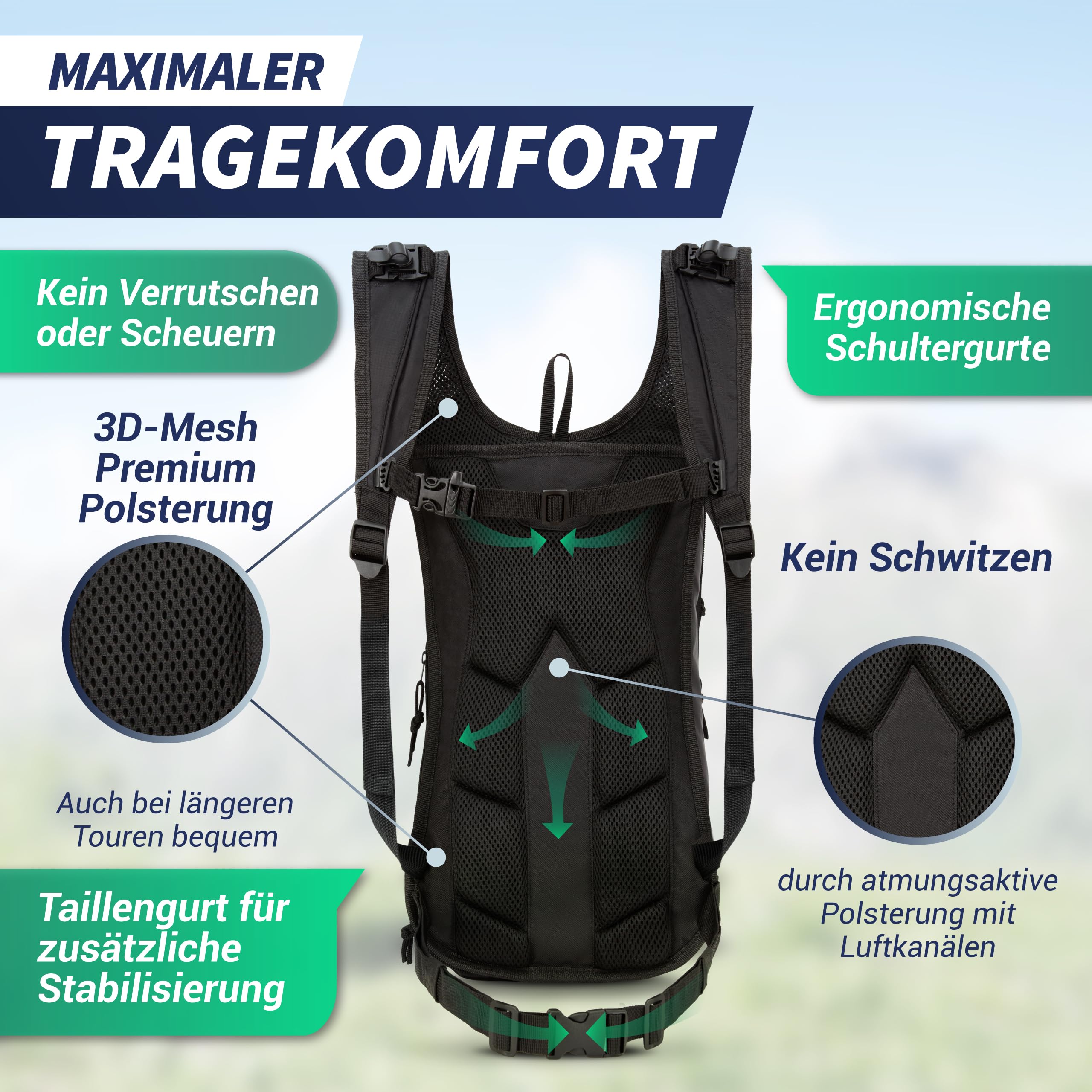 SASMO Waterproof Cycling Backpack – Ultralightweight 350 g |MTB & Ski Pack with Thermal Compartment, Helmet Net, Rain Cover & Reflectors