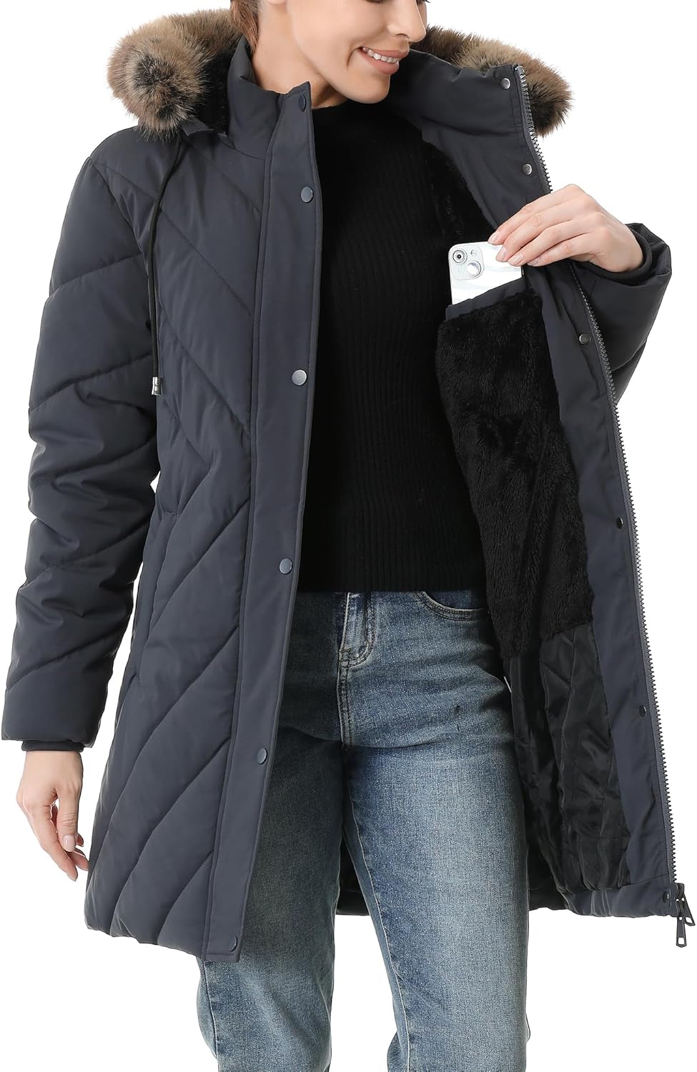 Women's Winter Coat Long Puffer Jacket - Waterproof Warm Thickened Snow Coat for Women - Image 7