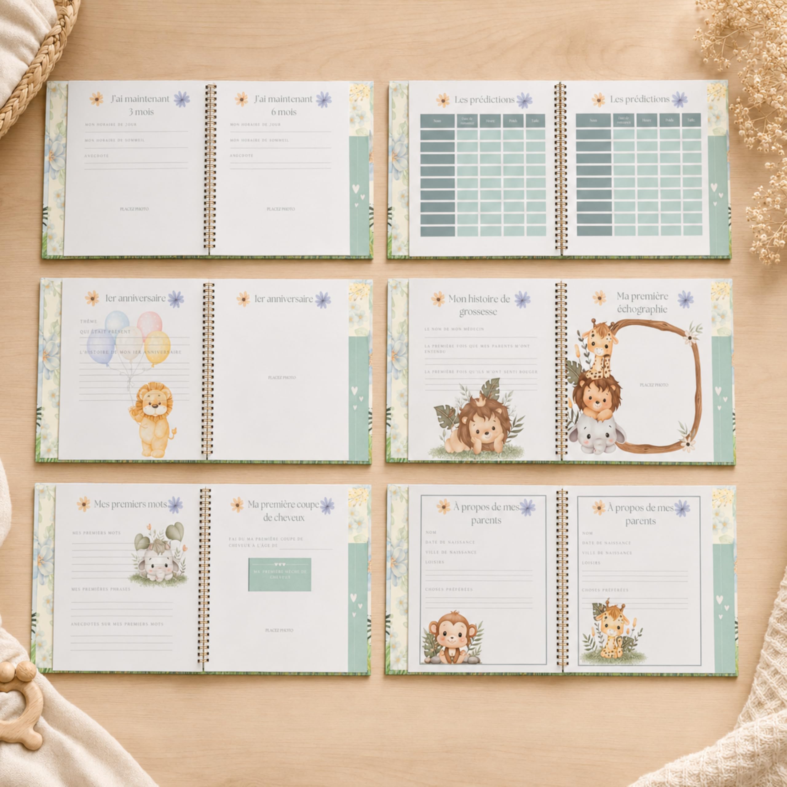 Livre souvenir de bébé – Album de naissance et journal de grossesse français pour garçon et fille, haut de gamme, album photo et cadeau de baby shower avec pochettes souvenirs
