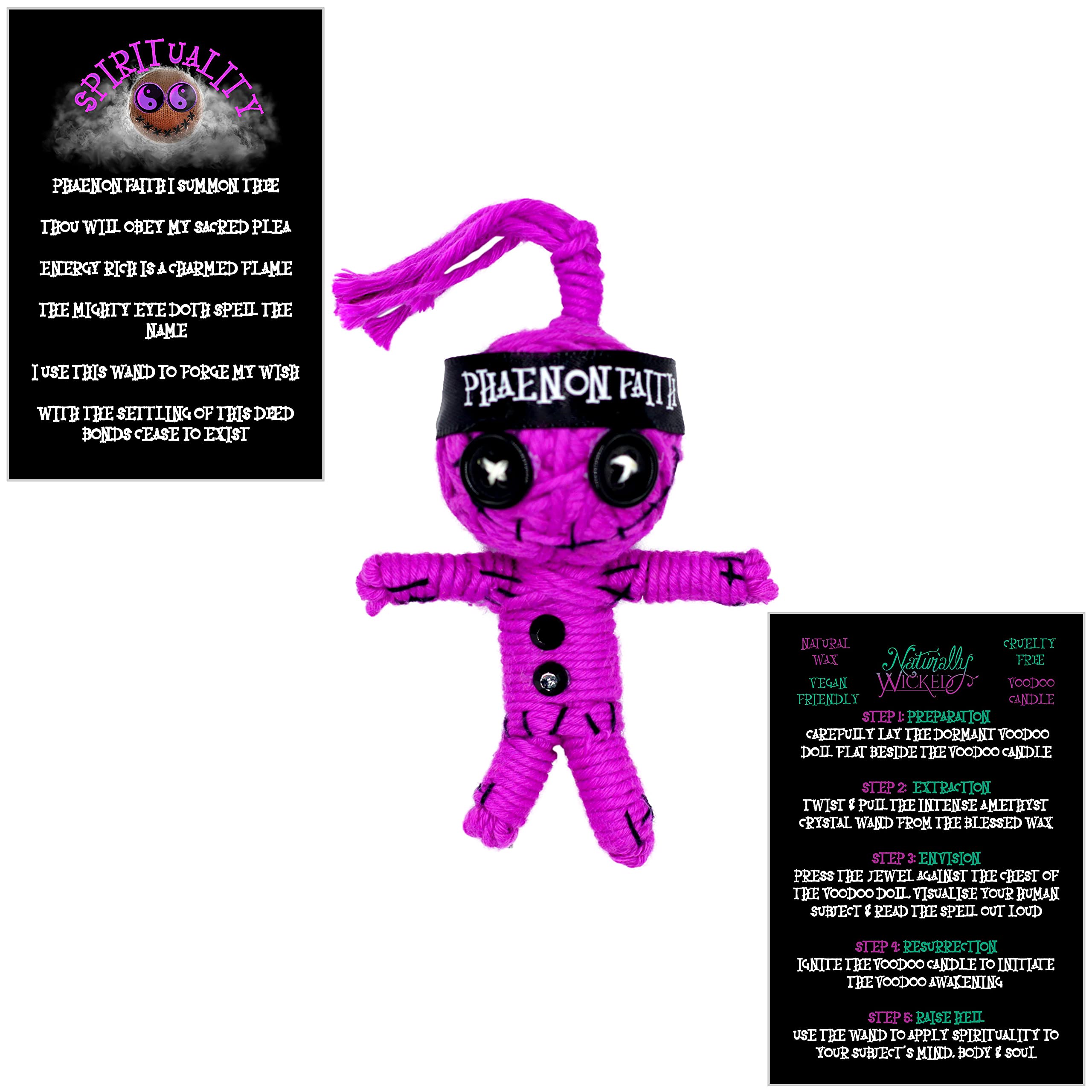 Naturally Wicked® Bougie spirituelle Voodoo | Comprend une poupée vaudou et une baguette en cristal | Cire de soja naturelle, végan et sans cruauté envers les animaux