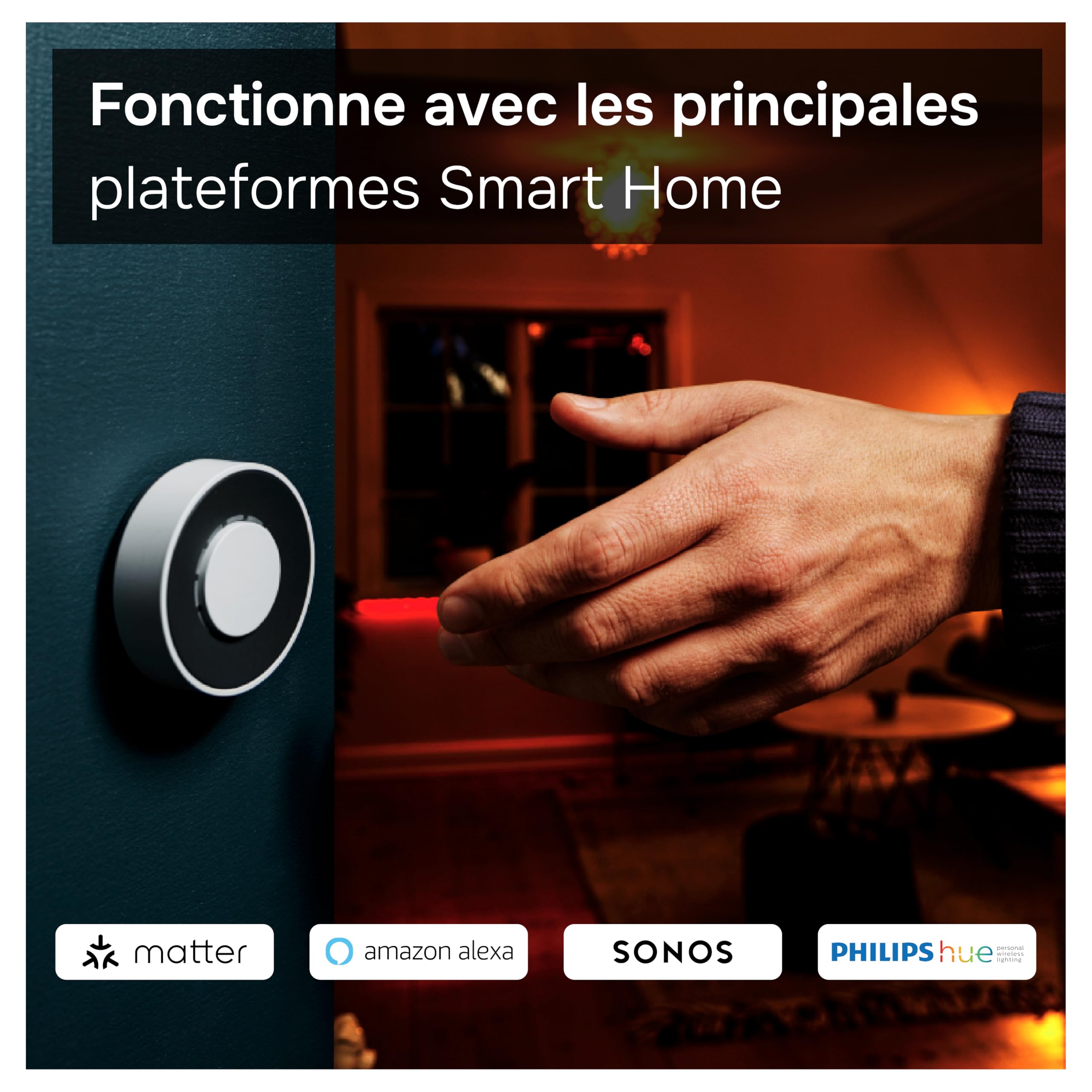 Flic Twist Starter Pack : Contrôleur sans fil – Commandez lumières, musique, volets et routines par pression, rotation, double pression. Inclut Flic Twist & Hub Mini, configurable.