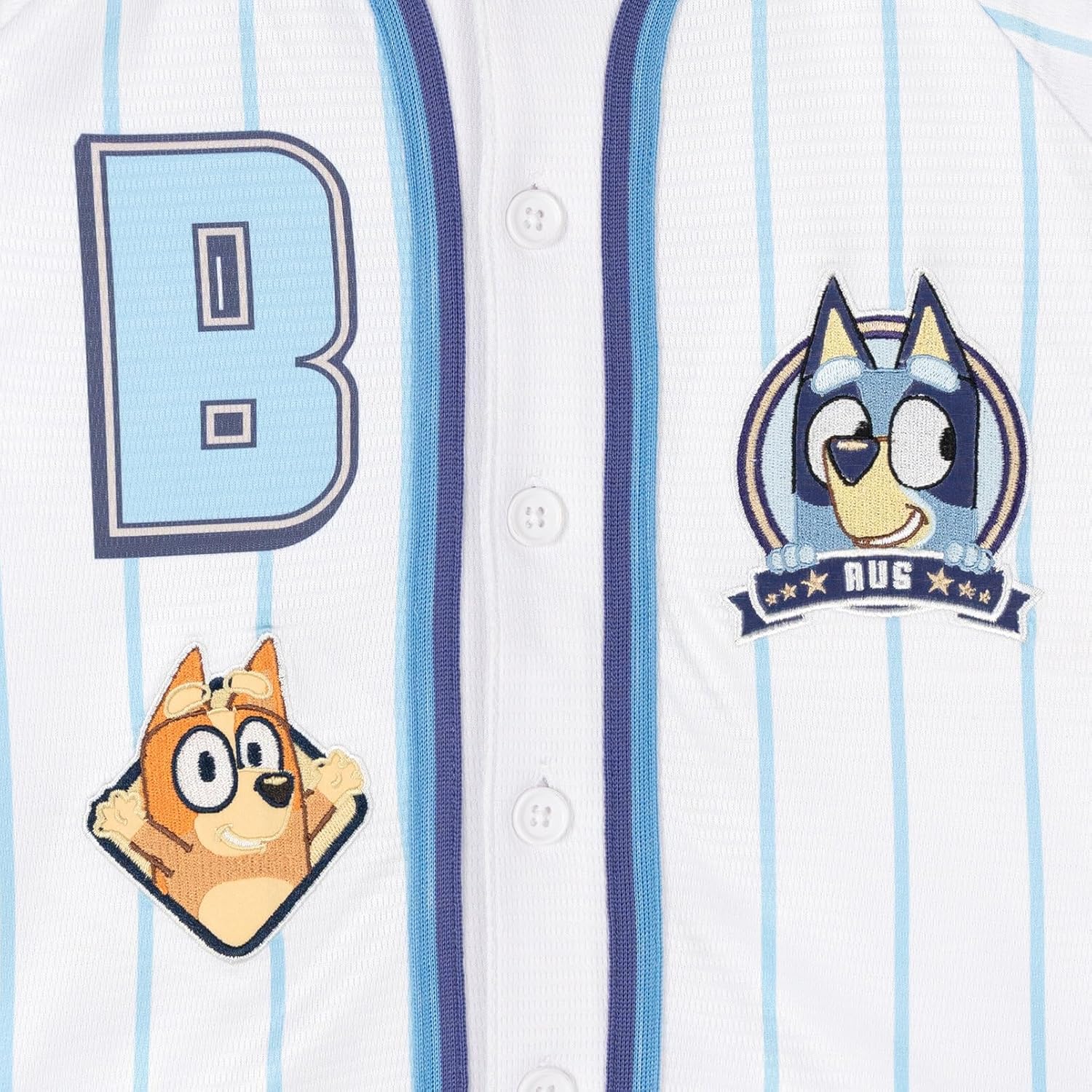 Bluey Mesh Baseball Jersey Athletic Button Down Shirt Infant to Little Kid Sizes (12 Months - 7-8)