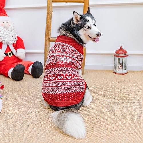 Miniatura 6 de HOMIMP Argyle - Suéter de invierno cálido para perros pequeños, medianos y grandes, suéter feo para cachorros para niños y niñas