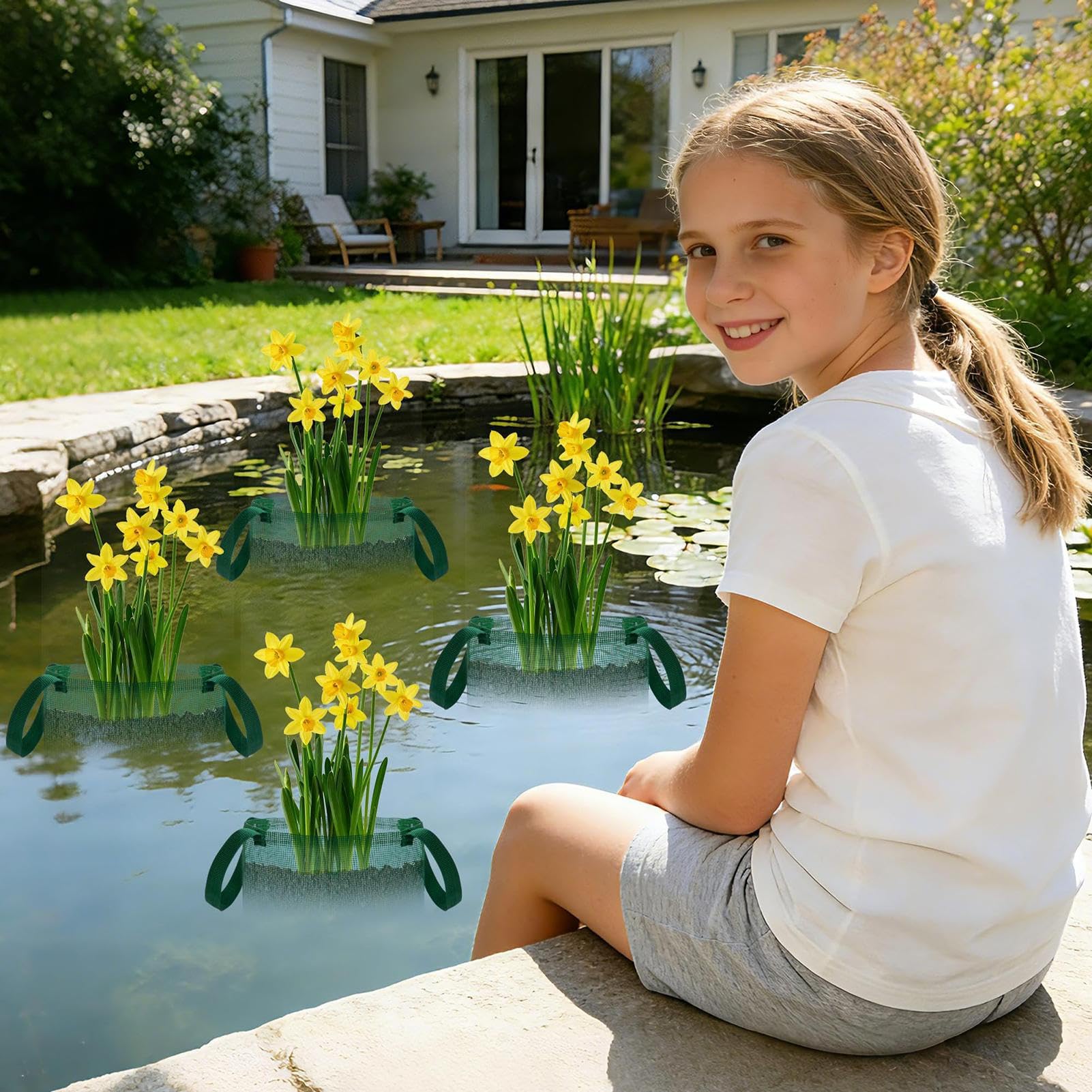 Genérico Cestas para Plantas de Estanque - 4 Cestas Plegables para Plantas hidropónicas | Contenedor para nenúfares - para Acuario, Piscina, Plantar Fresas, Nenúfares