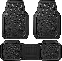 CARPASS Heavy Duty Rubber Floor Mats - Waterproof All-Weather Universal Trim-to-Fit 3-Piece Set for SUV Truck Sedan, Deep Dish Anti-Slip Black