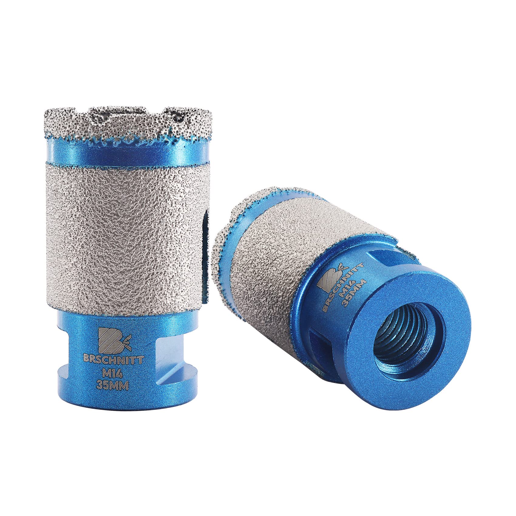 Diamond Core Drill Bit - BRSCHNITT Diamond Finger Milling Bit 2pcs 35mm for Drilling Enlarging Shaping Round Bevel Holes in Porcelain,Ceramic,Granite,Marble M14 thread