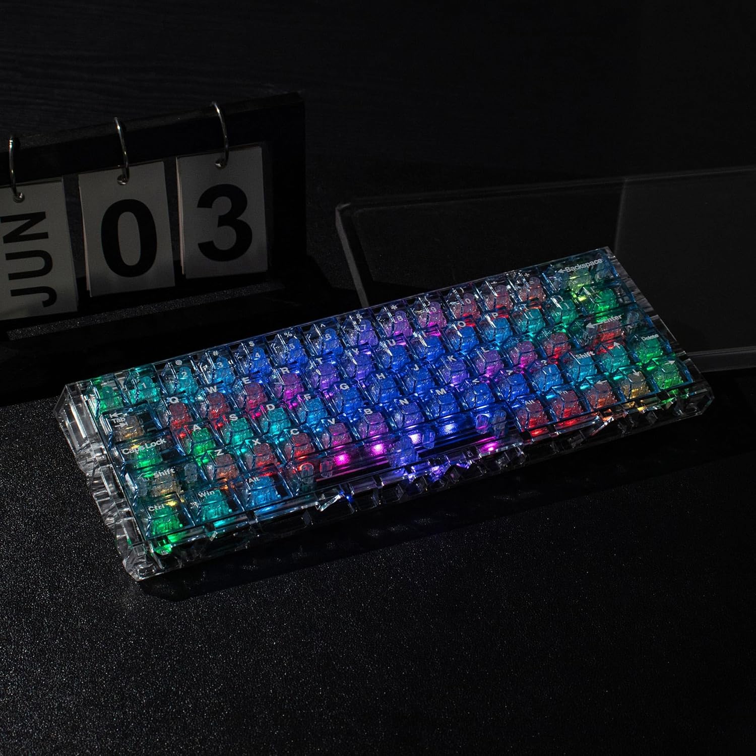 mintcaps 128keys Keyboard Keycaps Shine Through Clear Blue Keycap Set, Cherry Transparent Key Caps for Cherry Gateron Mx Switches Mechanical Keyboard