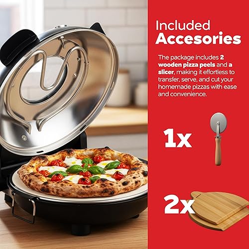 Miniatura 5 de MisterChef Electric Pizza Oven Indoor, 12 Inch Countertop Pizza Oven, Fast Heating Upto 800F, Pizza Maker with Ceramic Stone, Viewing Window & Dual