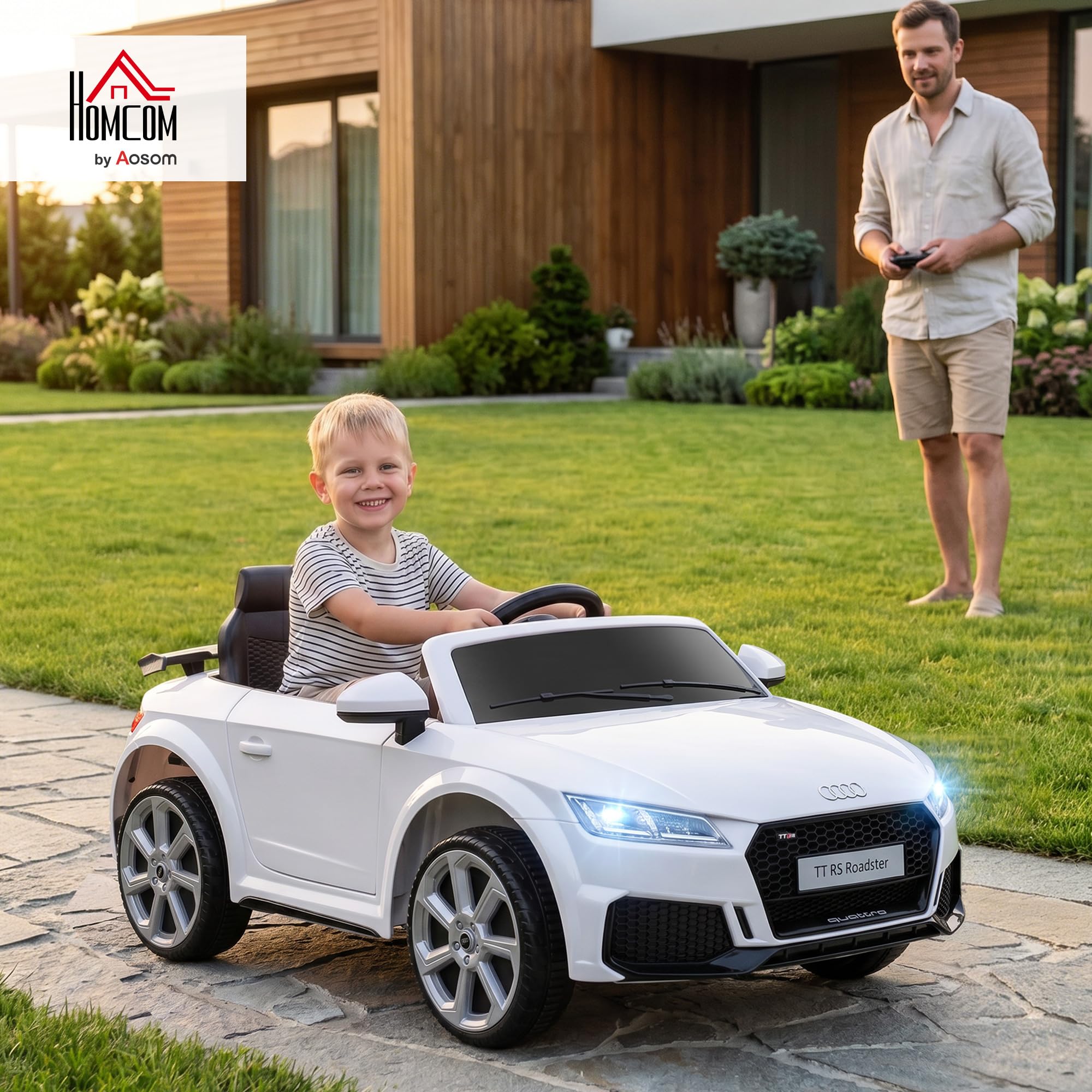 HOMCOM Kinder Elektroauto Audi 12V Kinderauto 2,4 G Fernbedienung Weiß