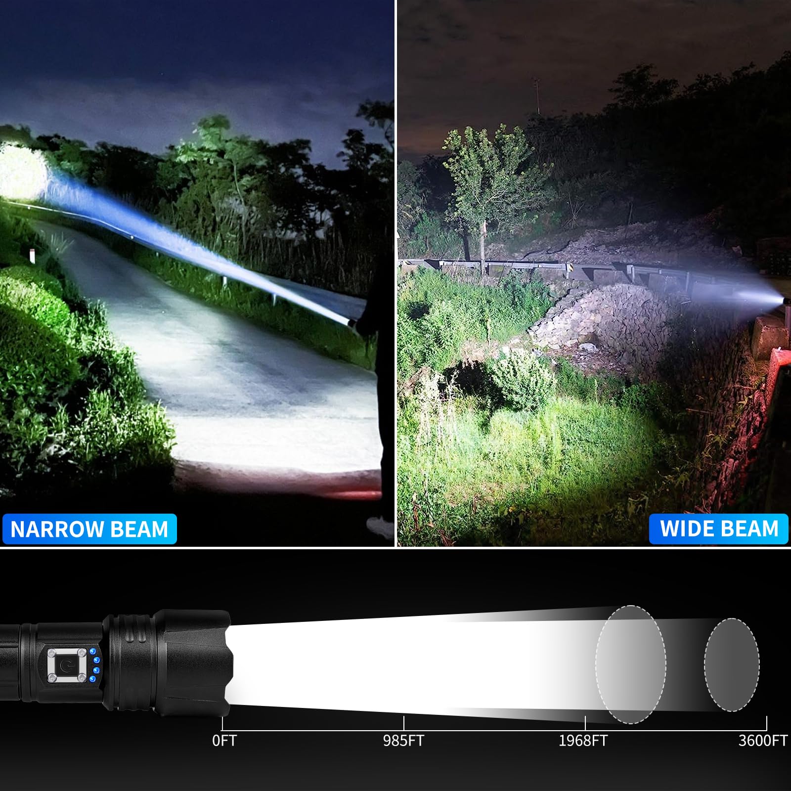 Rechargeable Flashlights High Lumens 2-Pack, 900,000 Lumen Super Bright Led Flashlight with 5 Modes & 12H Long Runtime, IPX6 Waterproof, Powerful Handheld Flash Light for Home, Camping, Hiking
