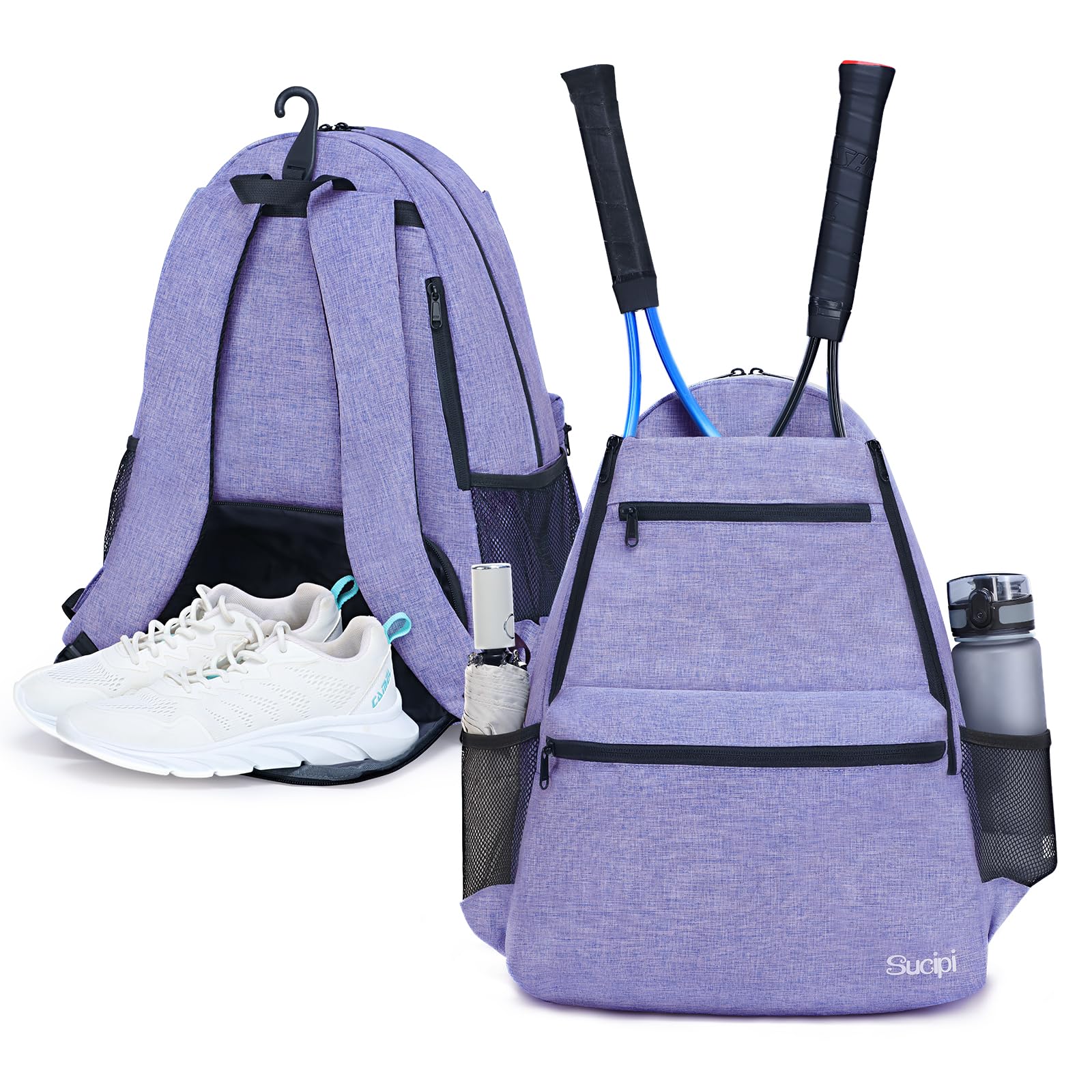 Sucipi Tennis Bag Professional Tennis Backpack for Men and Women Racket Bags Holds 2 Rackets with Ventilated Shoe Compartment