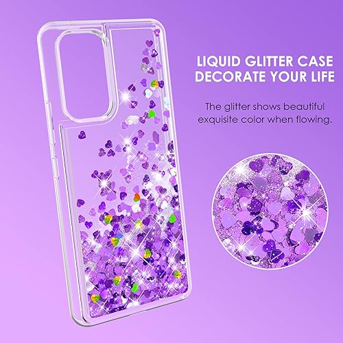 Miniatura 3 de TJS Funda compatible con Samsung Galaxy A23 5G con protector de pantalla de vidrio templado, con purpurina brillante, con infusión de líquido,
