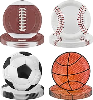 48PCS Sports Birthday Party Decorations 7" Sports Party Plates Disposable Sports Paper Plates Baseball Basketball Soccer Football Plates for Boys Adults Birthday Party Decorations